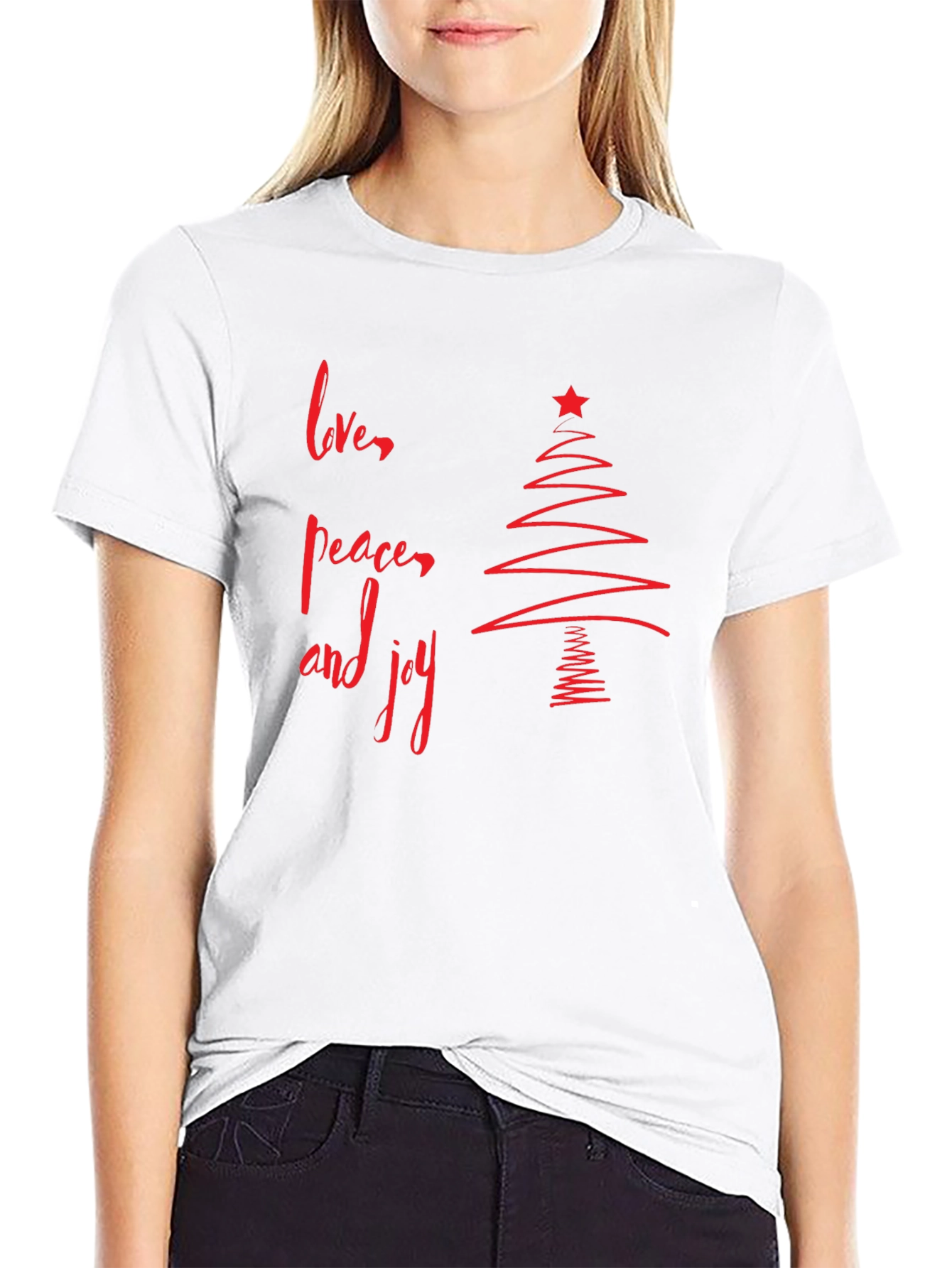 Love Peace Joy Christmas Tree Graphic Tee