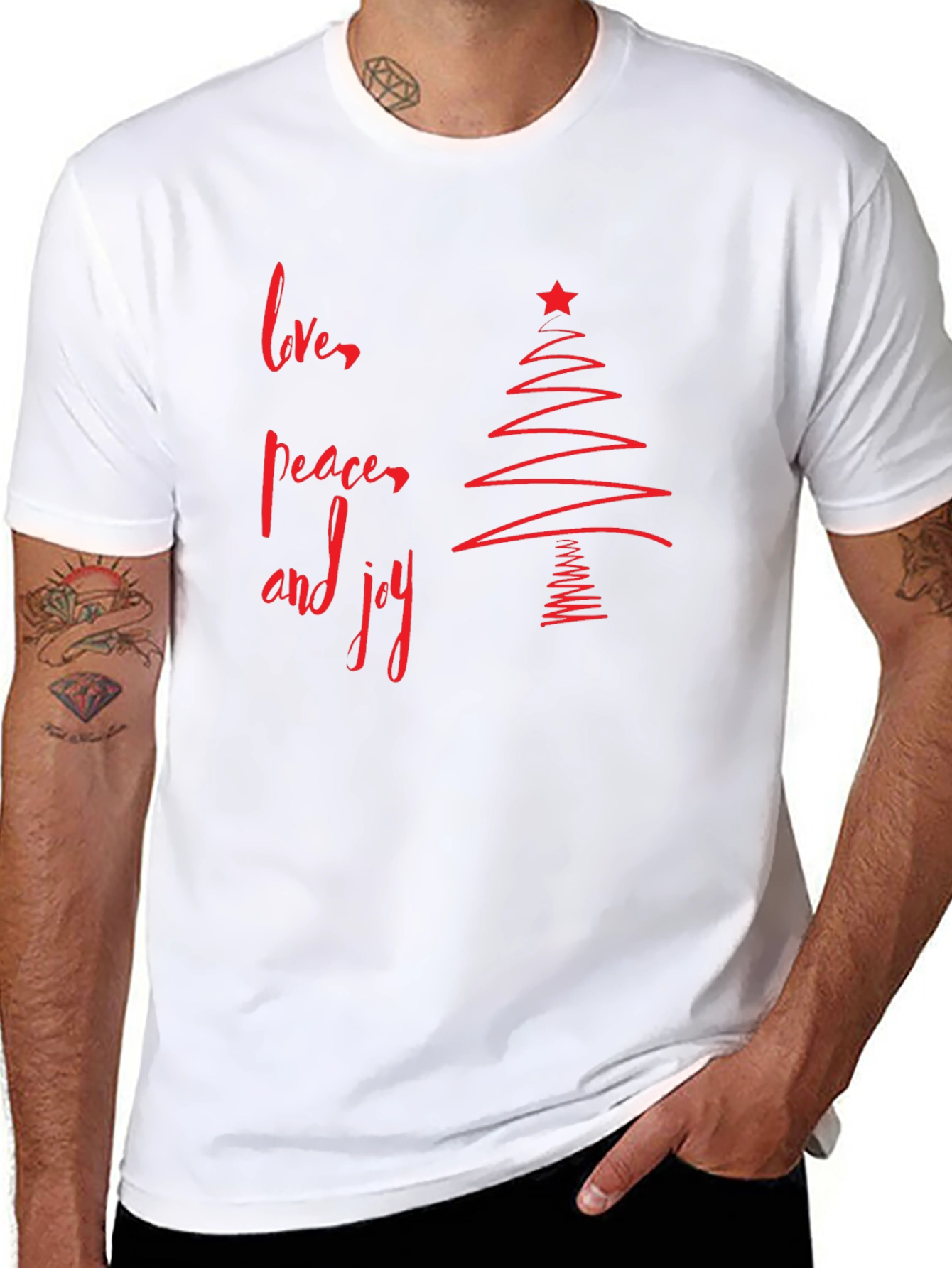 Love Peace Joy Christmas Tree Graphic Tee