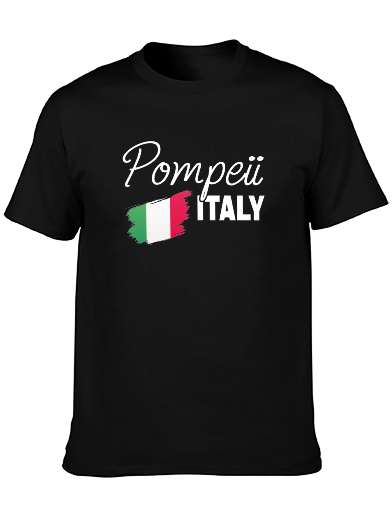 Pompeii Italy Flag Graphic Tee - Black Cotton T-Shirt