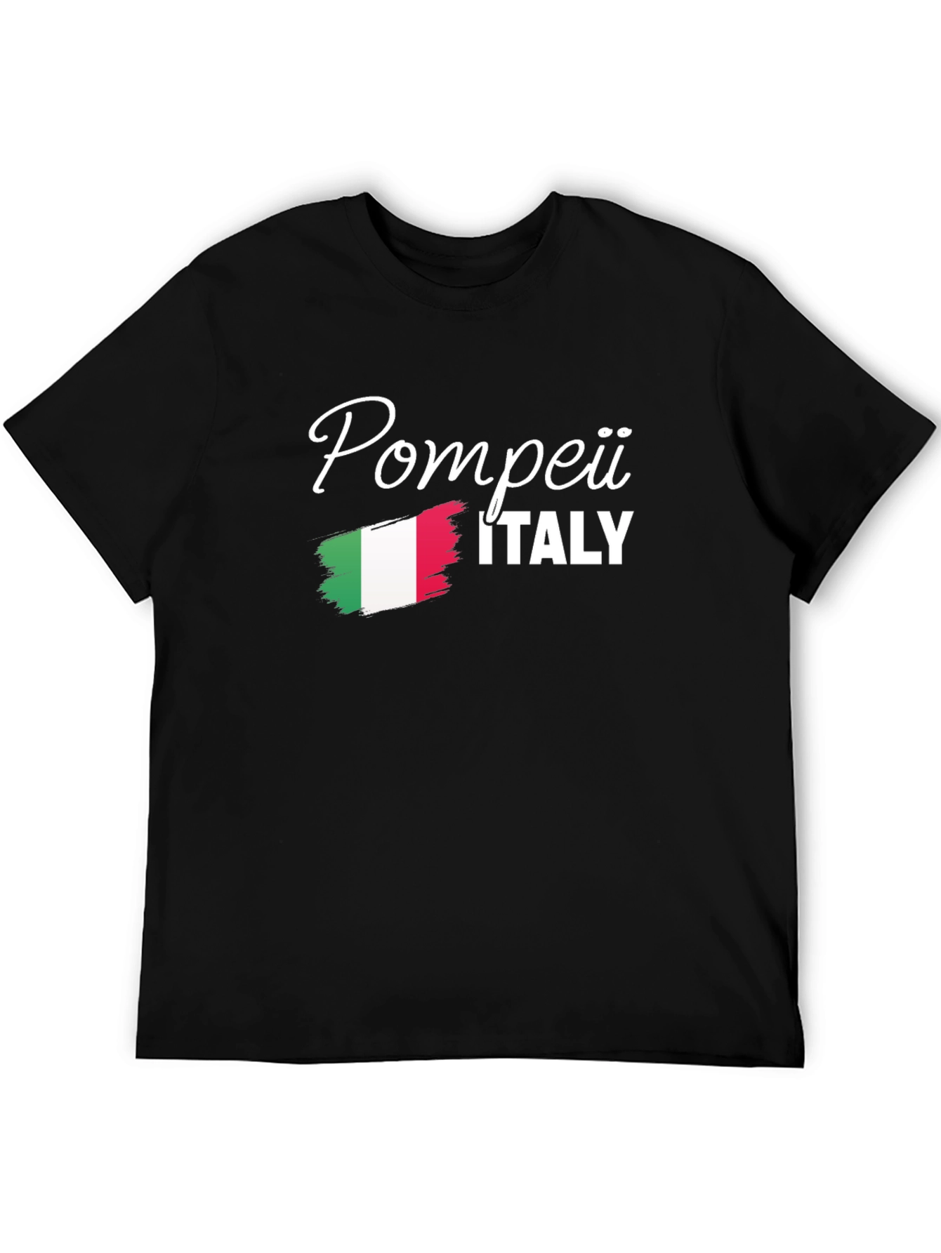 Pompeii Italy Flag Graphic Tee - Black Cotton T-Shirt