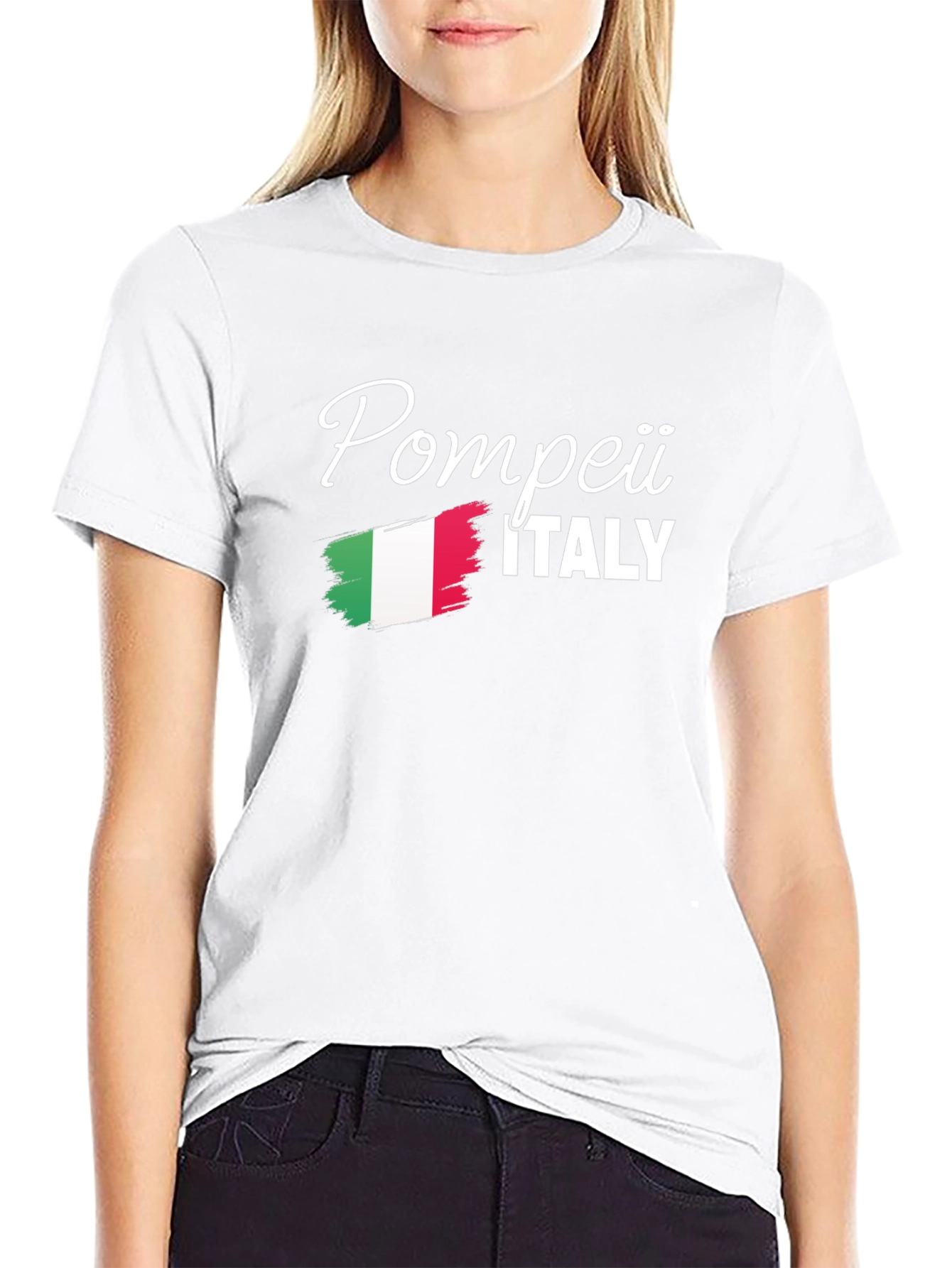 Pompeii Italy Flag Graphic Tee - Black Cotton T-Shirt