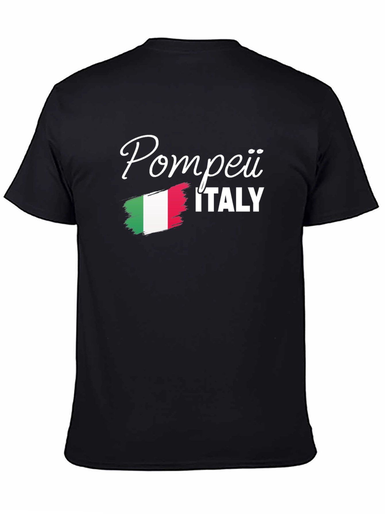 Pompeii Italy Flag Graphic Tee - Black Cotton T-Shirt
