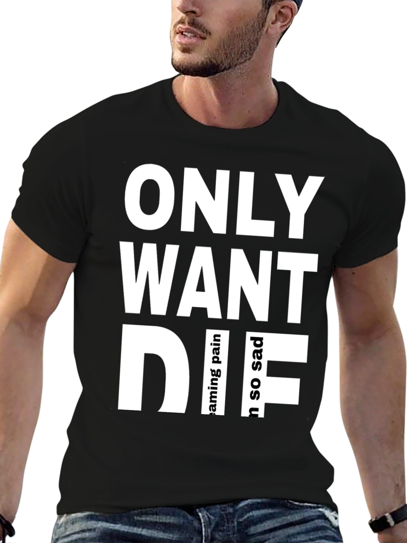 Only Want Die Graphic Tee - Emo Aesthetic