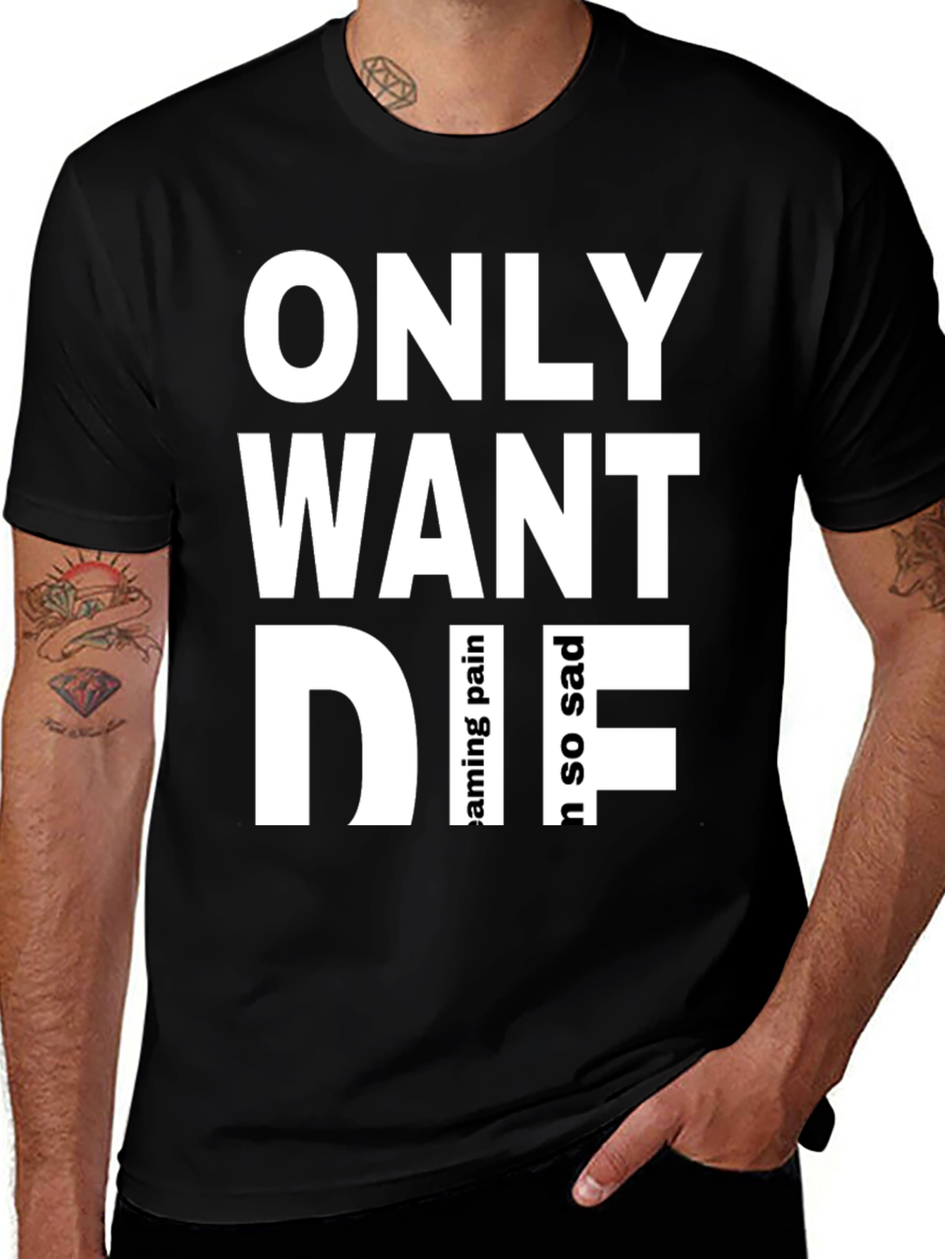 Only Want Die Graphic Tee - Emo Aesthetic