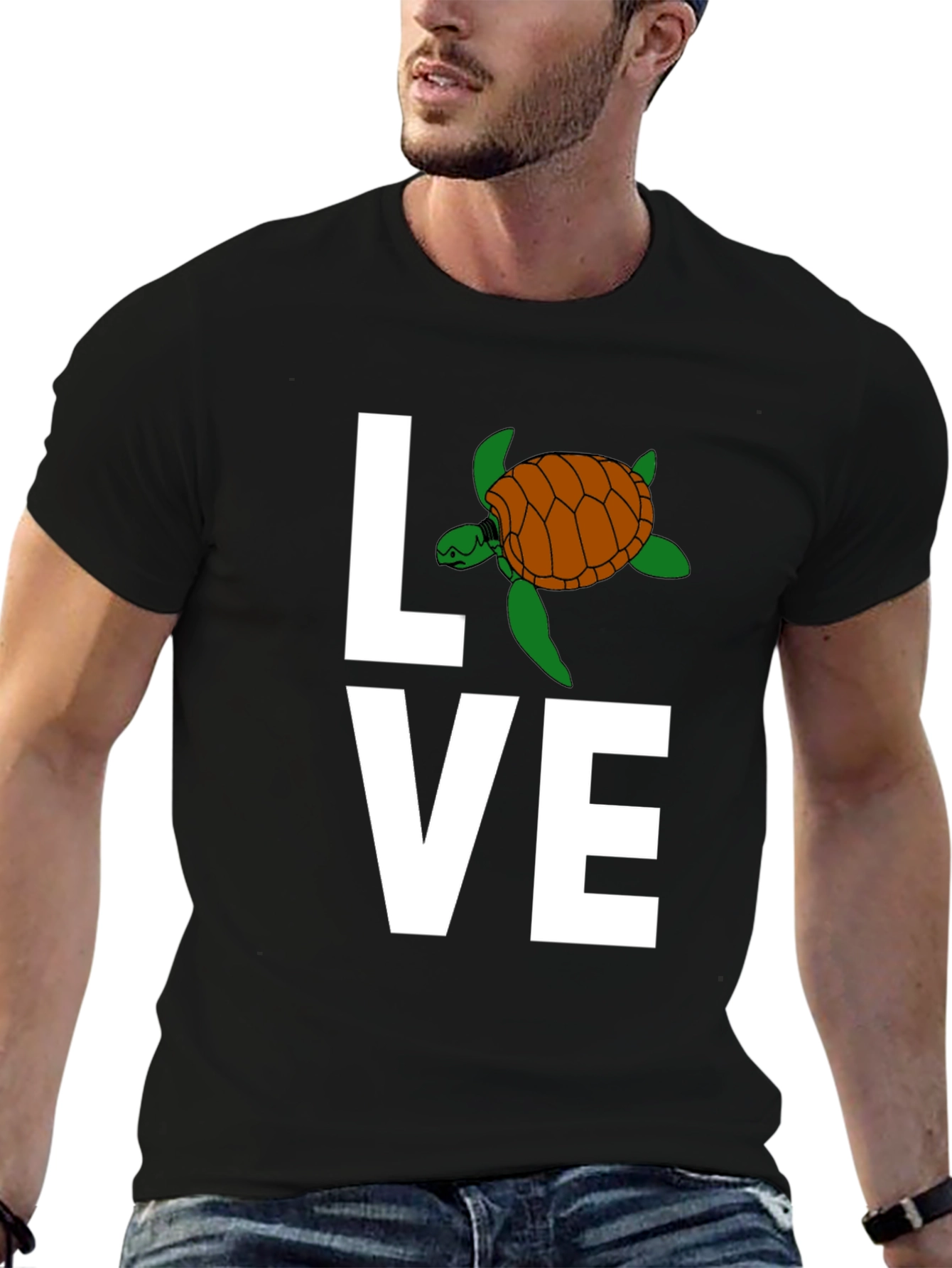 Love Turtle Graphic T-Shirt - Stylish Crew Neck Tee