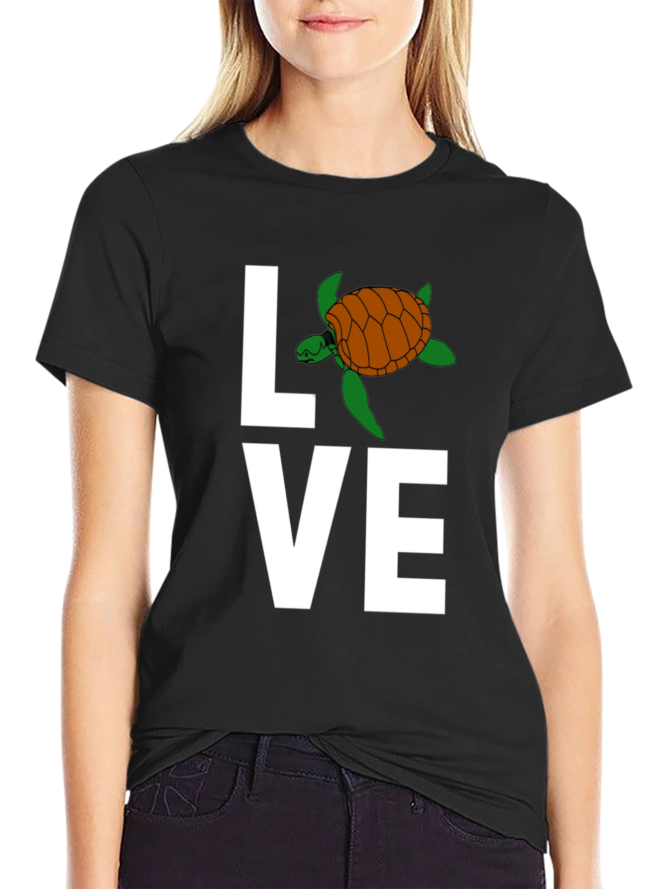 Love Turtle Graphic T-Shirt - Stylish Crew Neck Tee