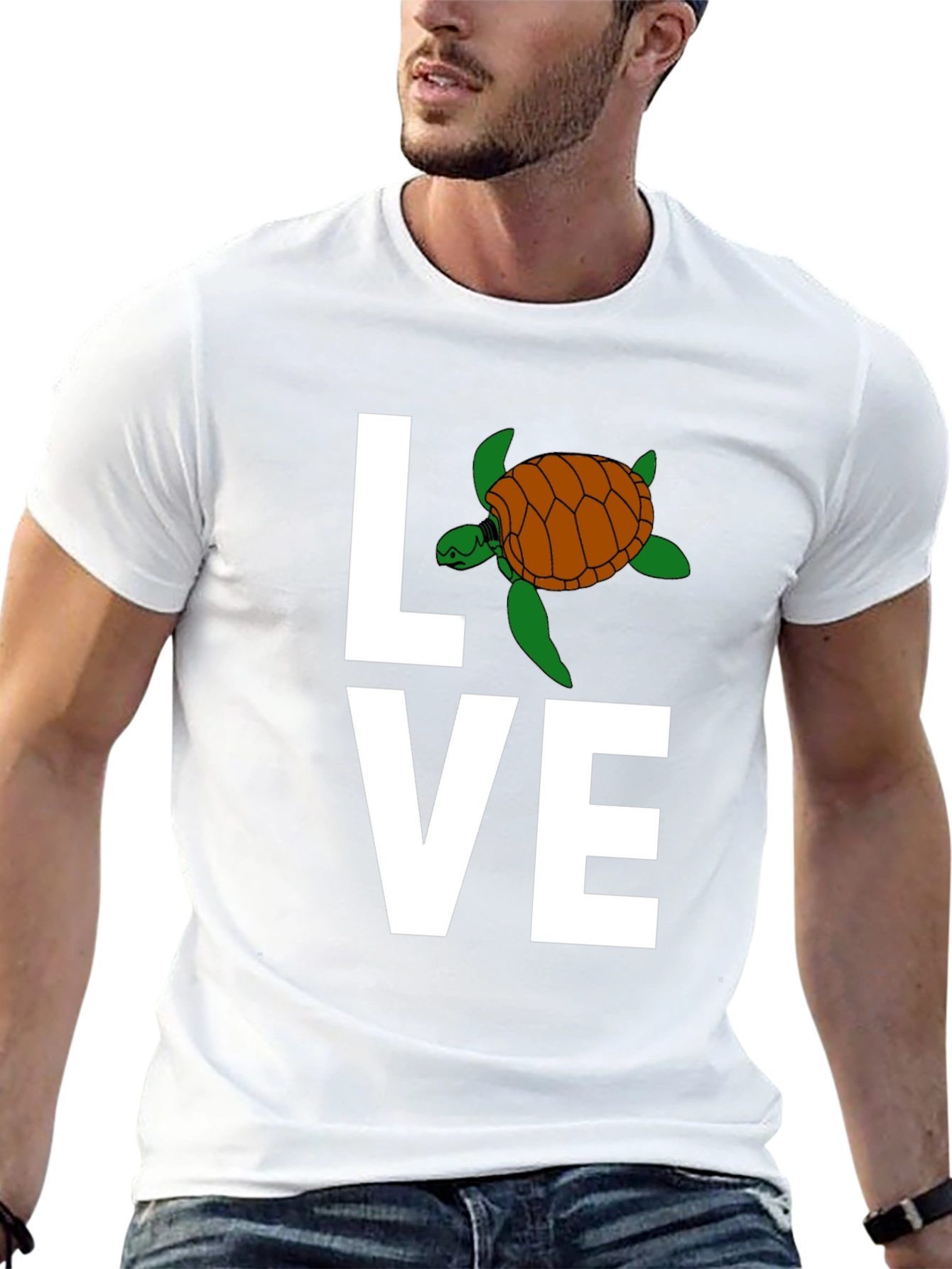 Love Turtle Graphic T-Shirt - Stylish Crew Neck Tee