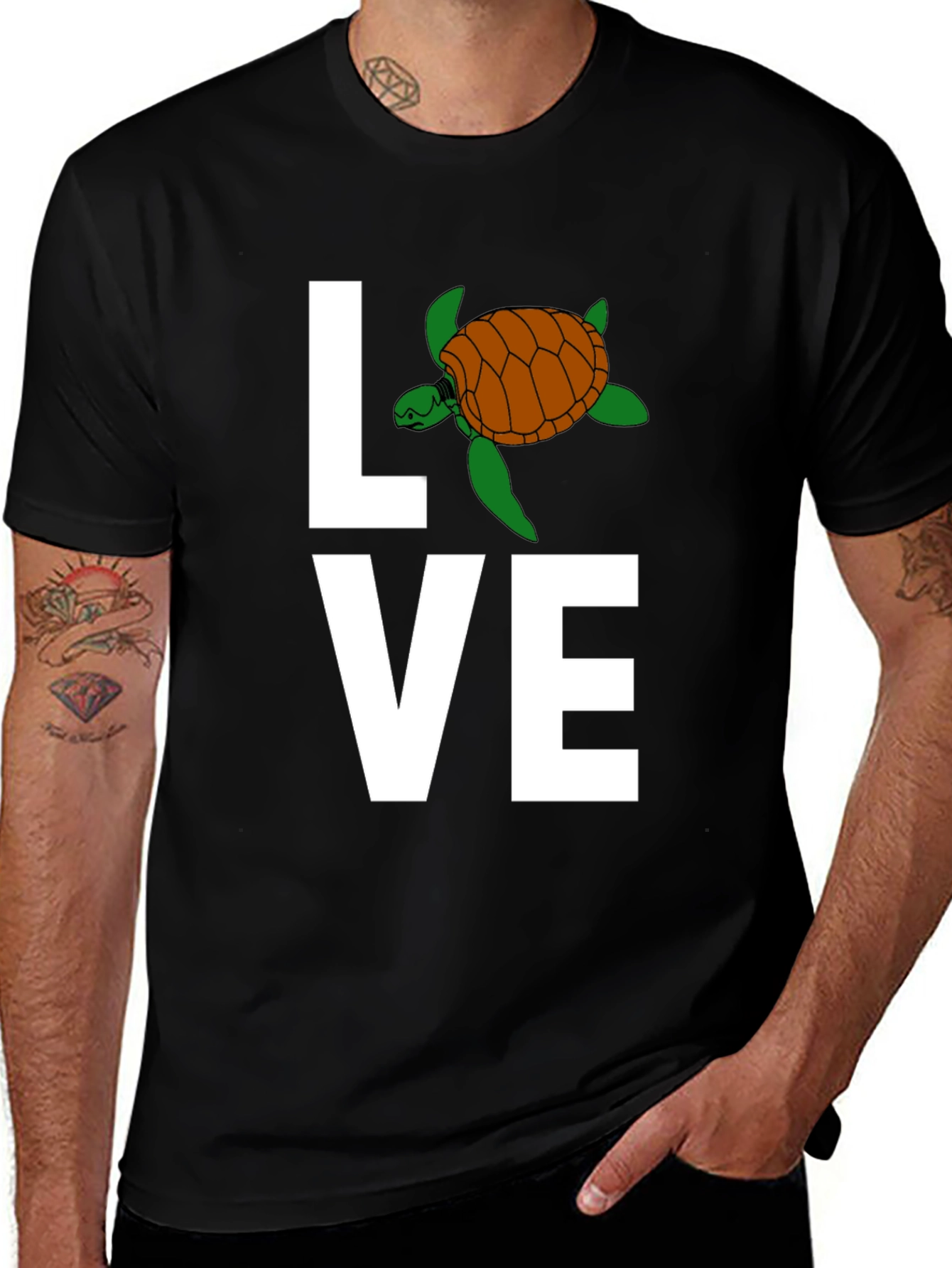 Love Turtle Graphic T-Shirt - Stylish Crew Neck Tee