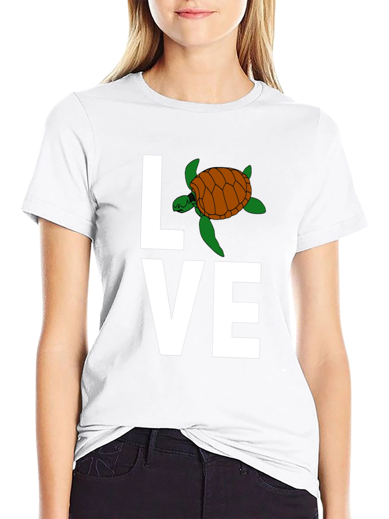 Love Turtle Graphic T-Shirt - Stylish Crew Neck Tee