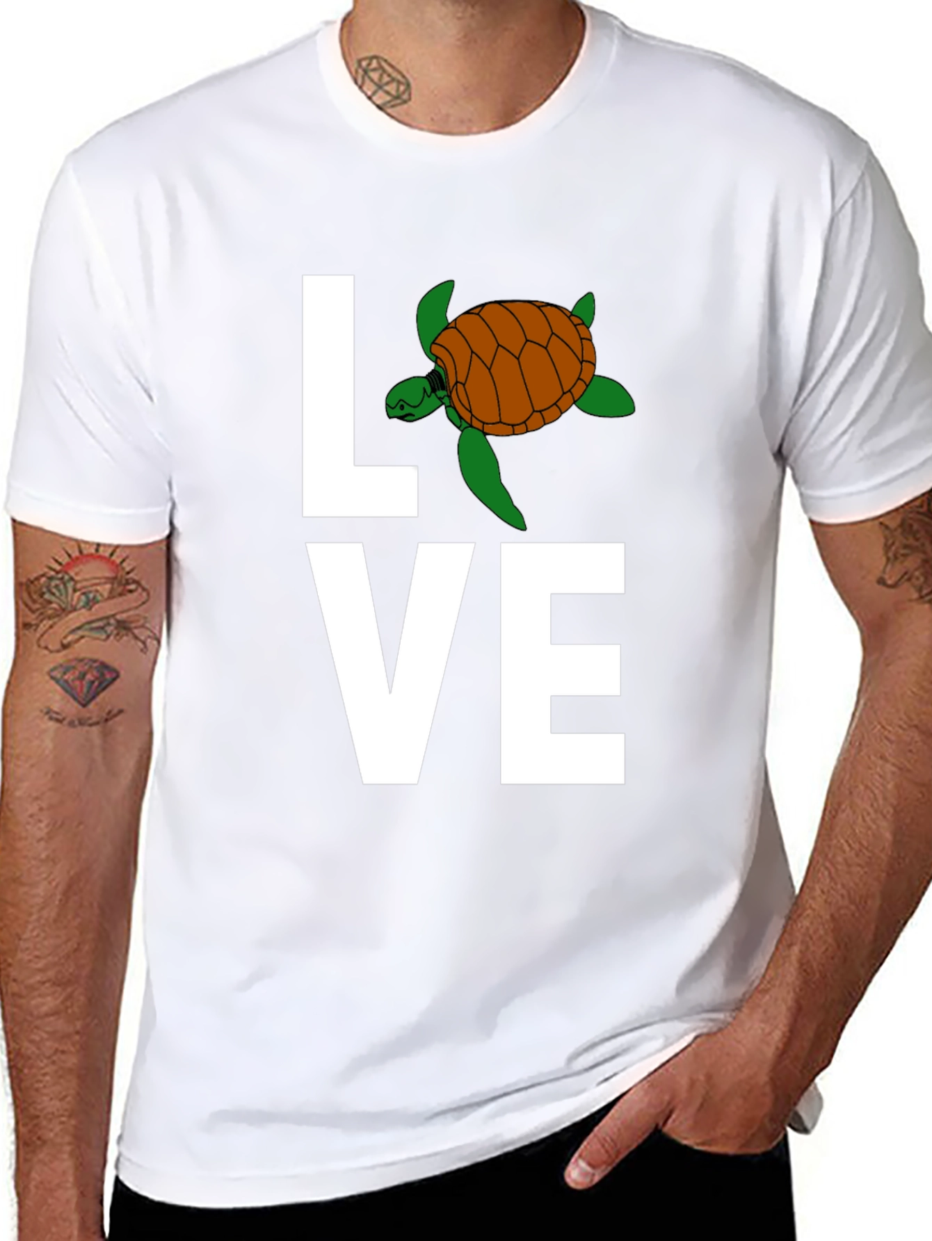 Love Turtle Graphic T-Shirt - Stylish Crew Neck Tee