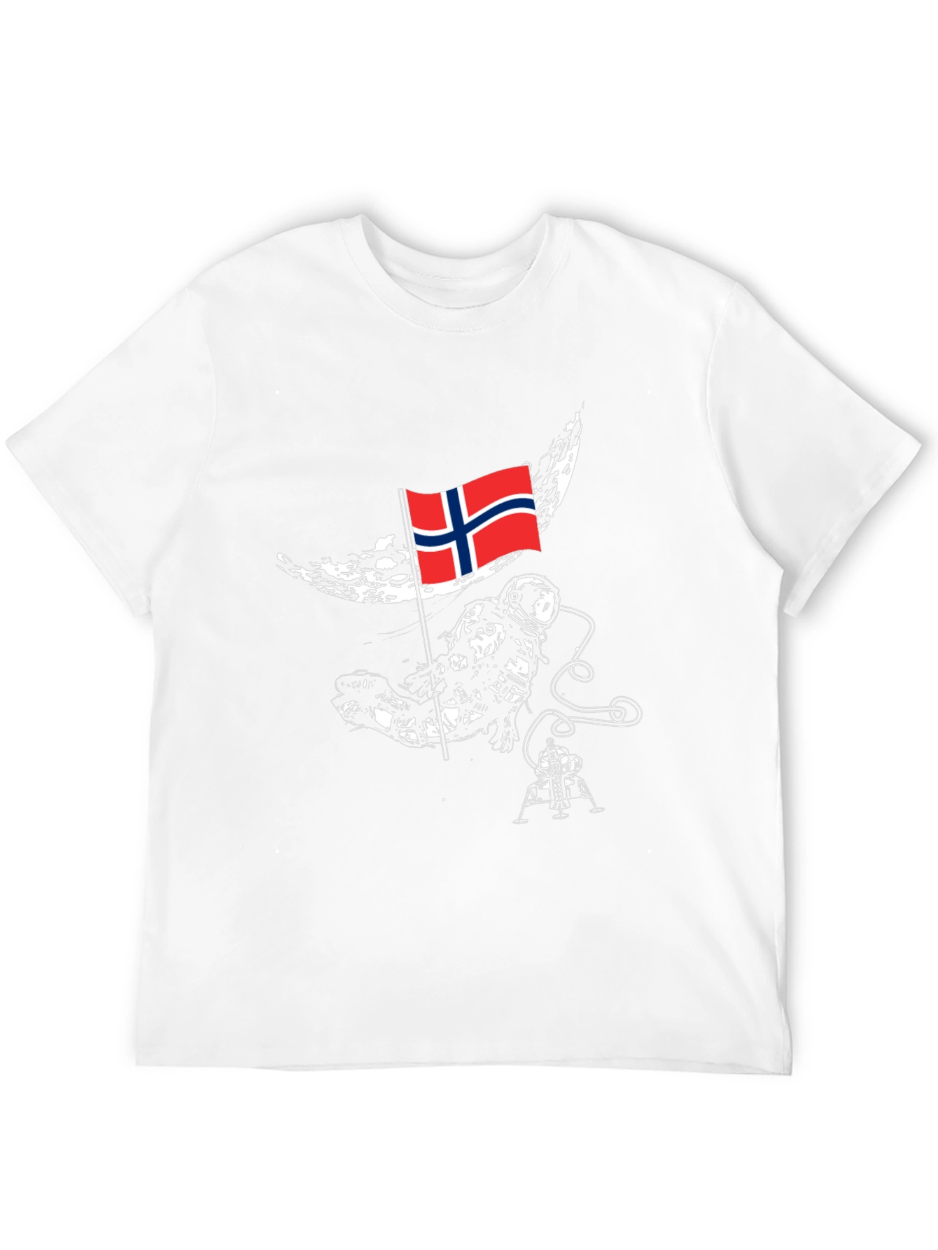 Astronaut on Moon Norway Flag Graphic T-Shirt