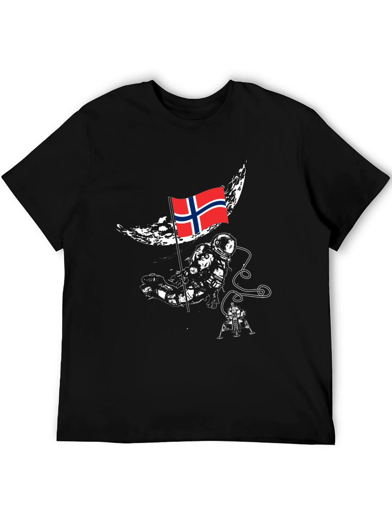 Astronaut on Moon Norway Flag Graphic T-Shirt