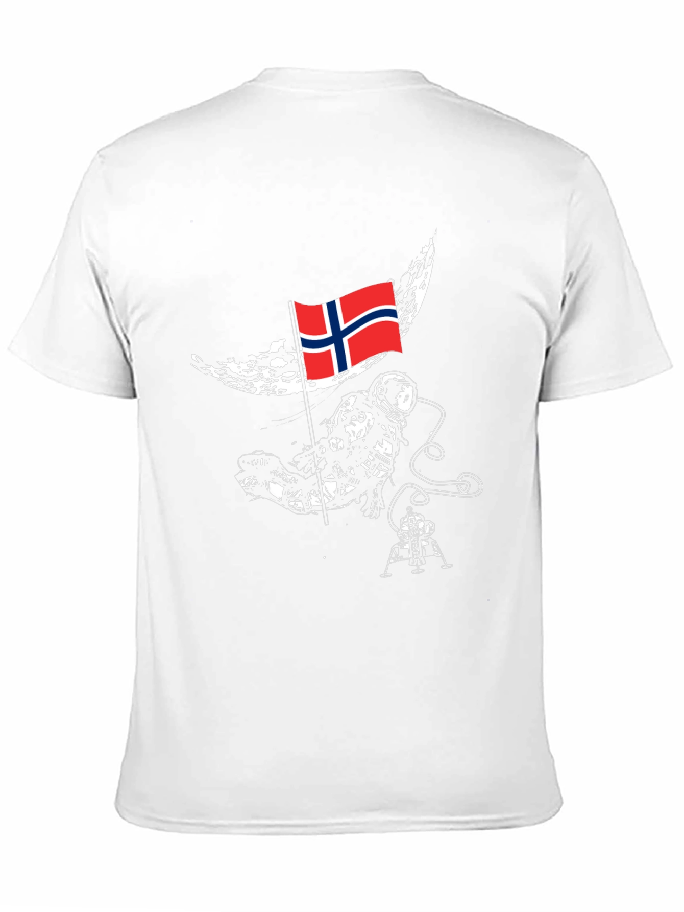 Astronaut on Moon Norway Flag Graphic T-Shirt