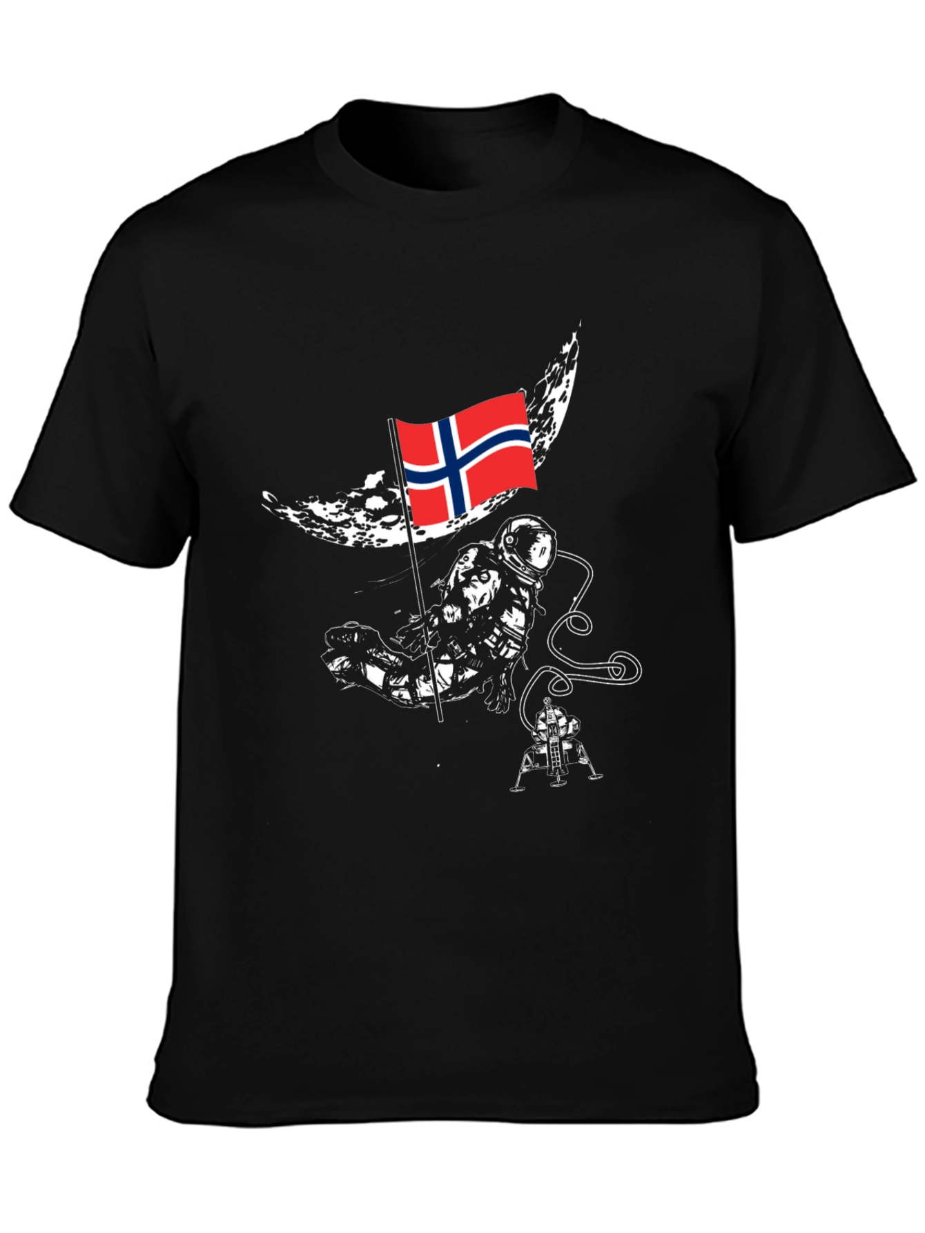 Astronaut on Moon Norway Flag Graphic T-Shirt
