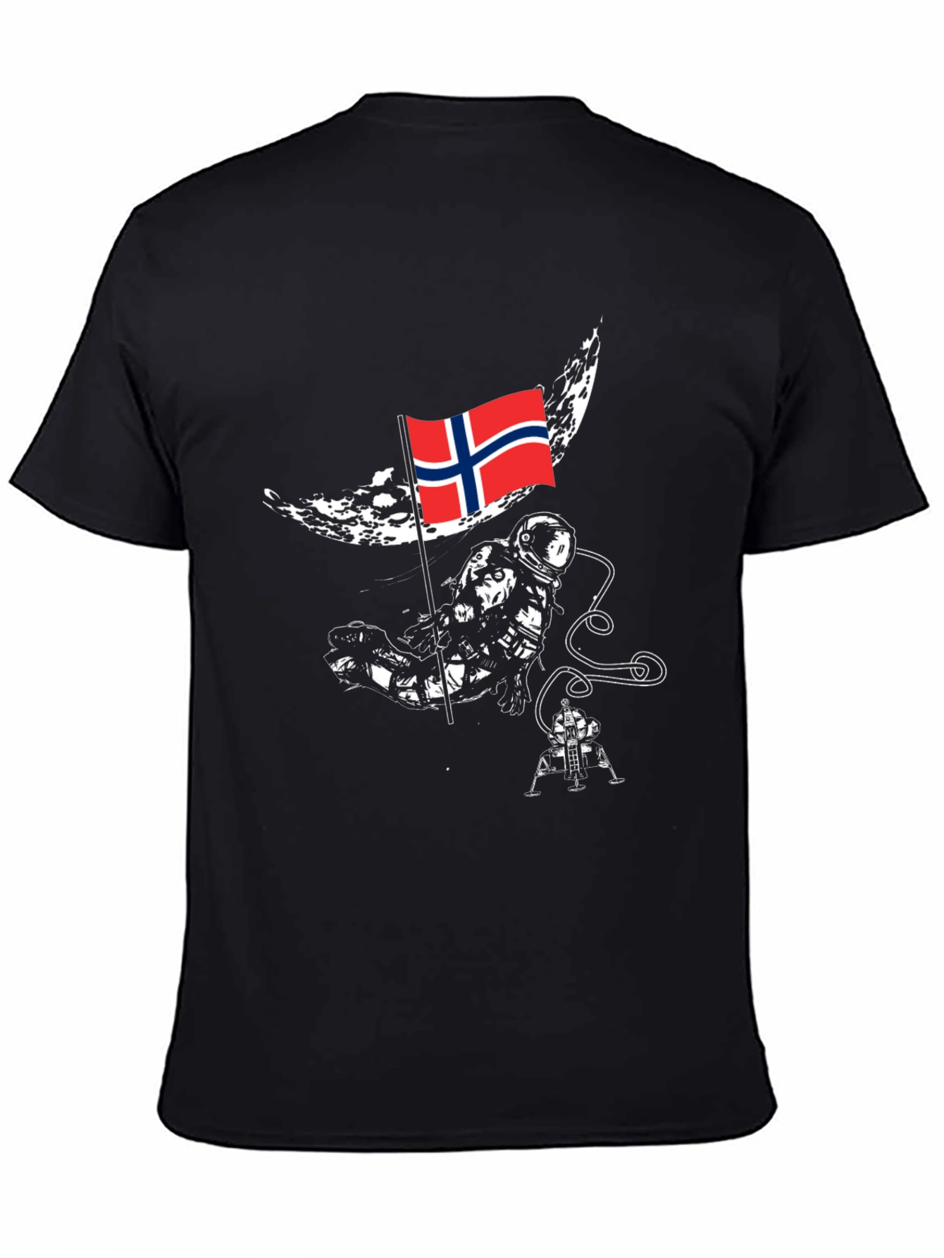 Astronaut on Moon Norway Flag Graphic T-Shirt
