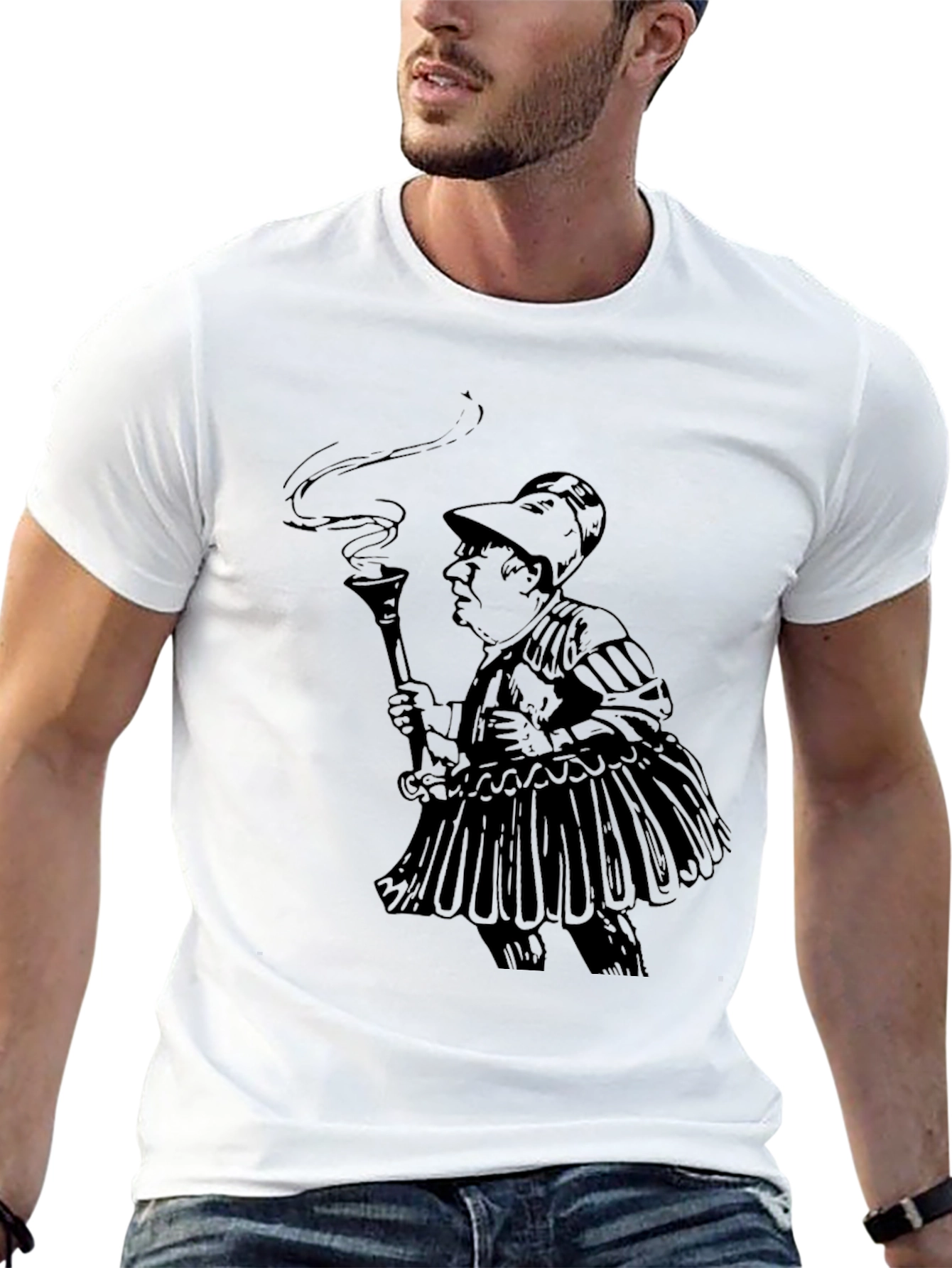 Black T-Shirt with Humorous Retro Print