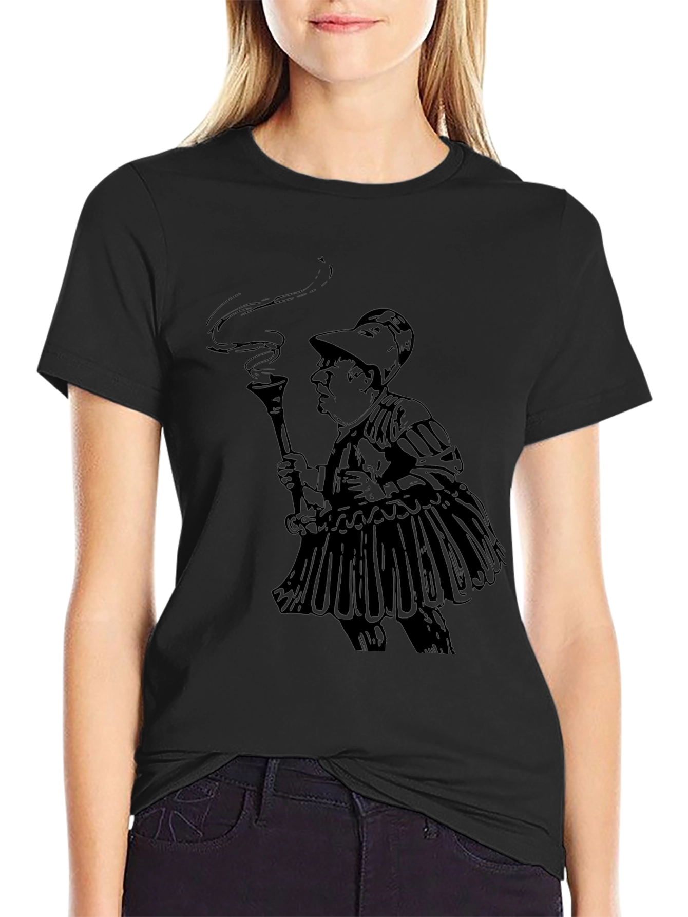 Black T-Shirt with Humorous Retro Print
