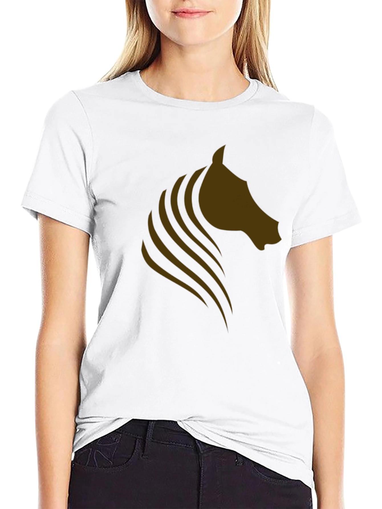 Mens Black T-shirt with Horse Graphic Design