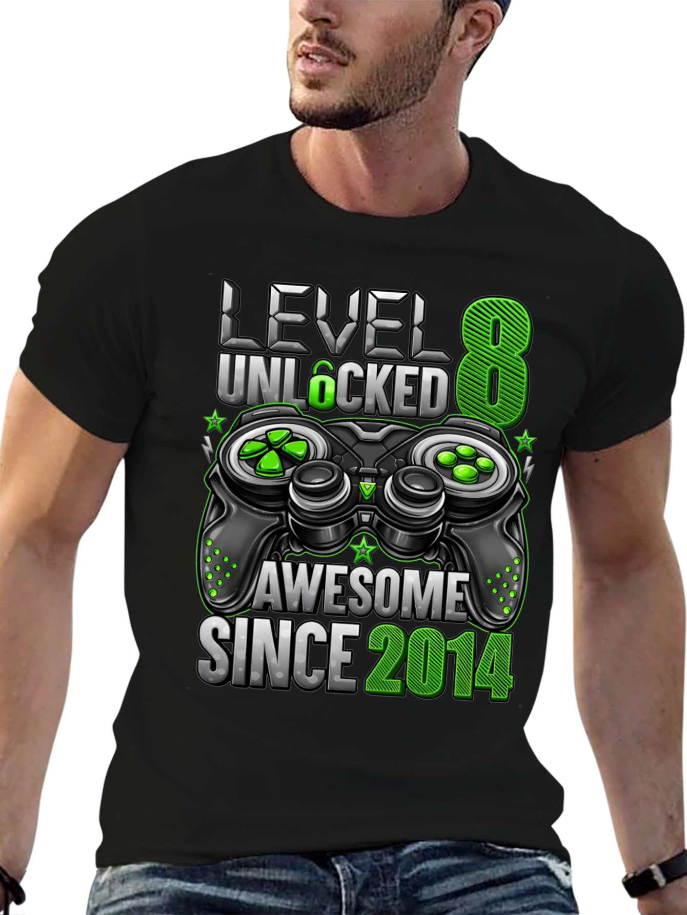 Level 8 Unlocked Awesome Since 2014 Gaming T-Shirt