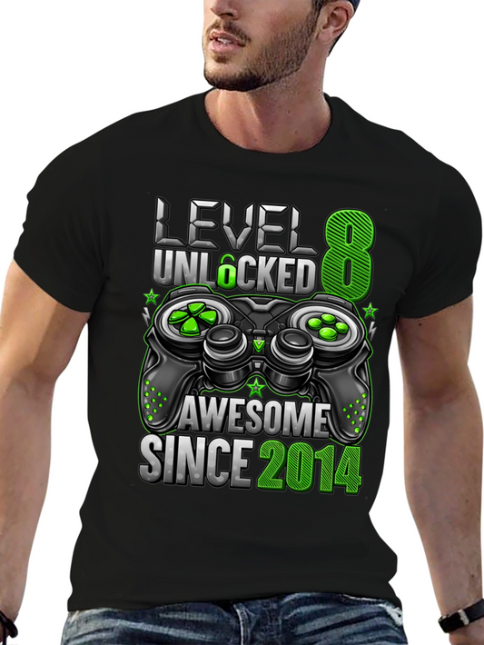 Level 8 Unlocked Awesome Since 2014 Gaming T-Shirt