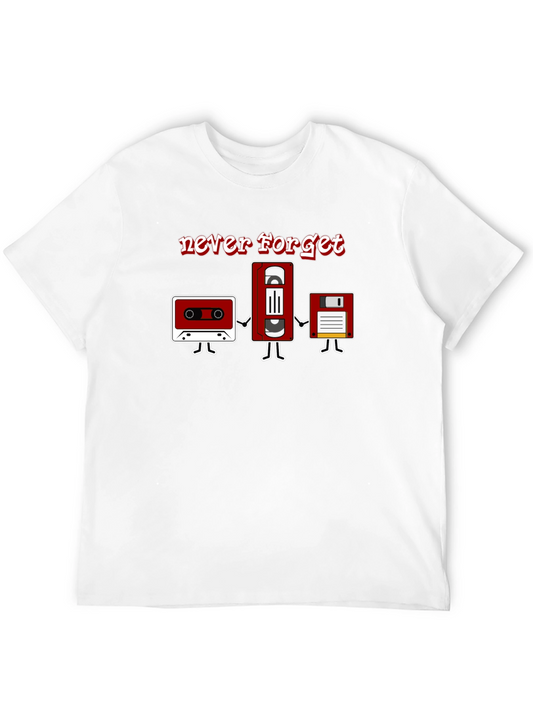 Never Forget Retro Media T-Shirt - Cassette VHS Floppy Disk