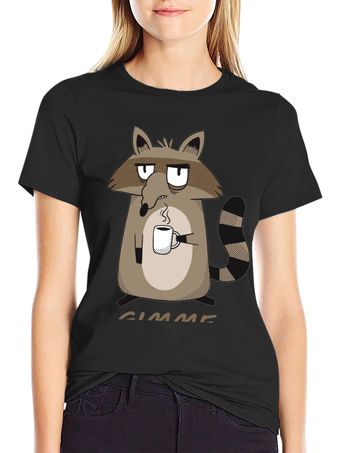 Gimme Coffee Raccoon Graphic Tee -  Unisex Crewneck T-Shirt