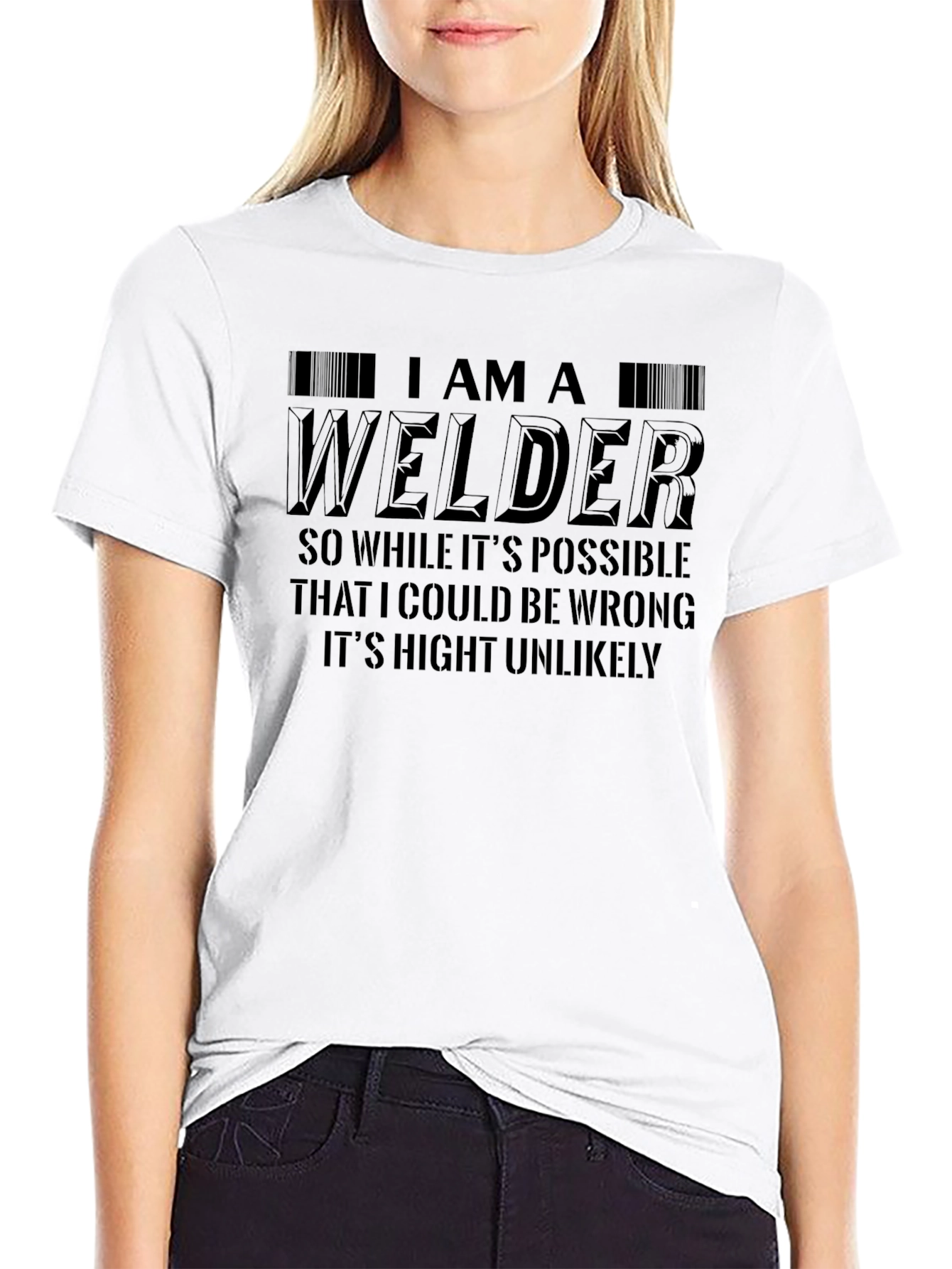 I Am A Welder Graphic Print Black T-Shirt