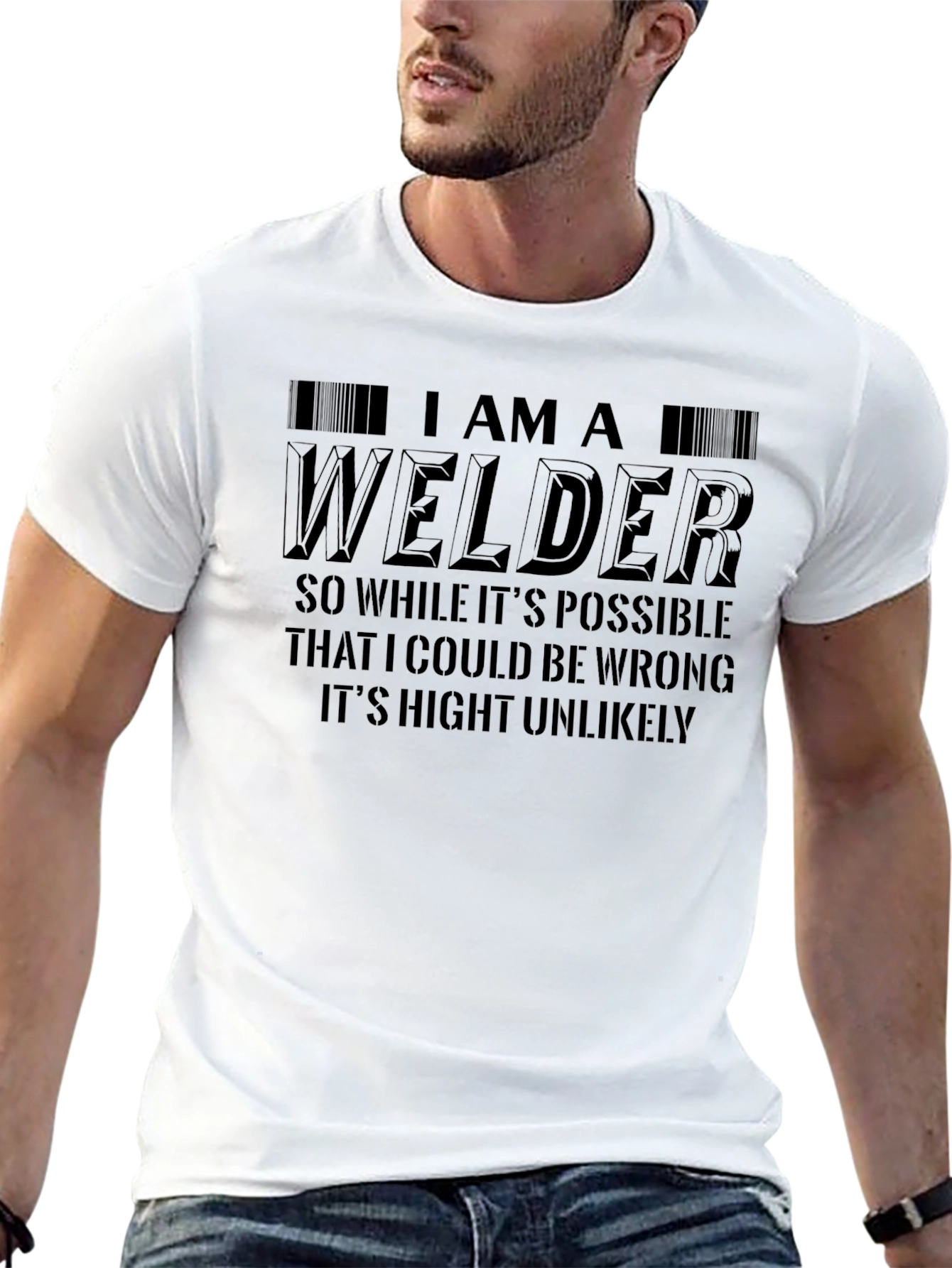 I Am A Welder Graphic Print Black T-Shirt