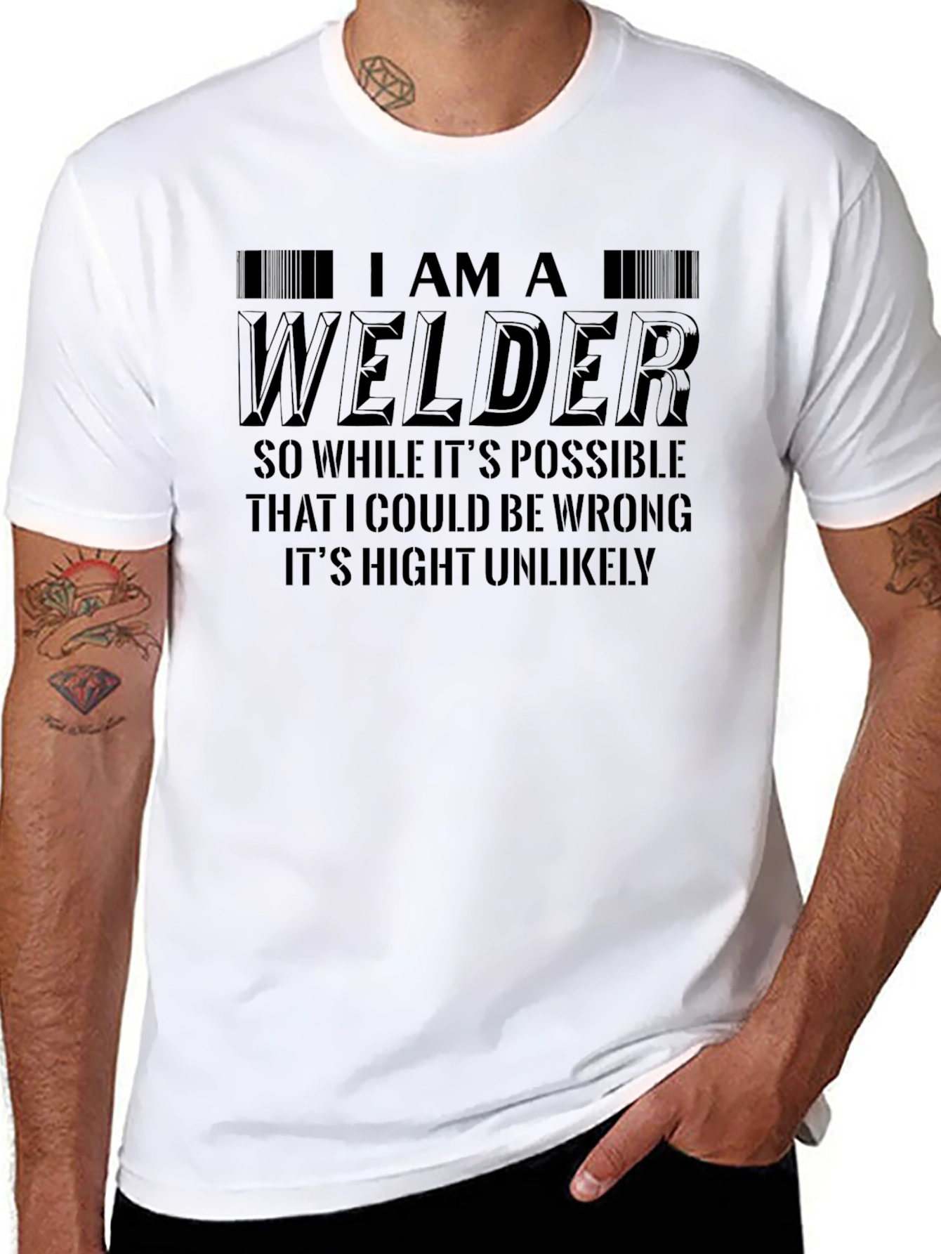 I Am A Welder Graphic Print Black T-Shirt