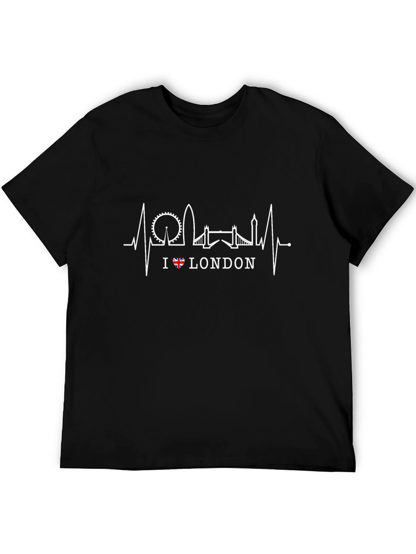 I Love London Heartbeat Black T-Shirt