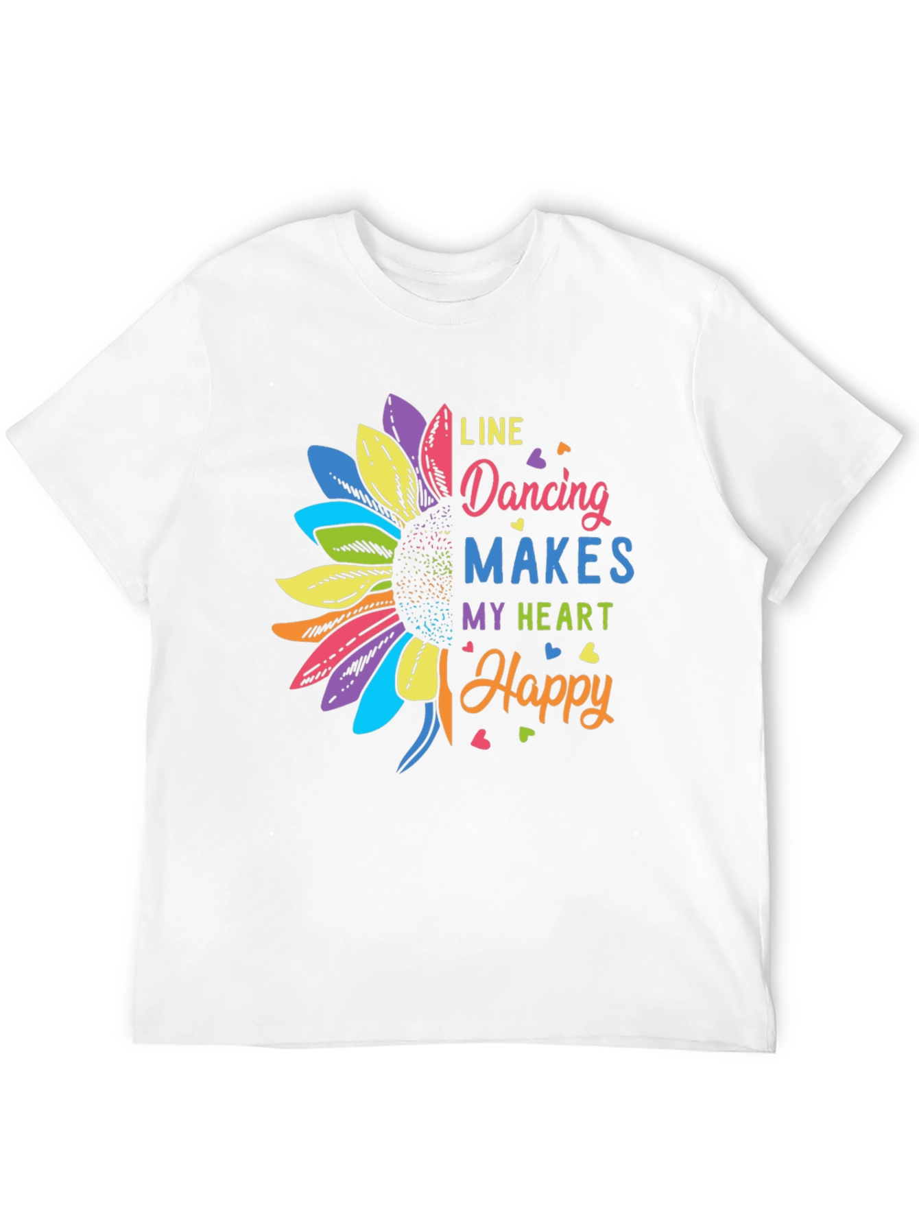 Line Dancing Heart Happy Sunflower Graphic T-Shirt