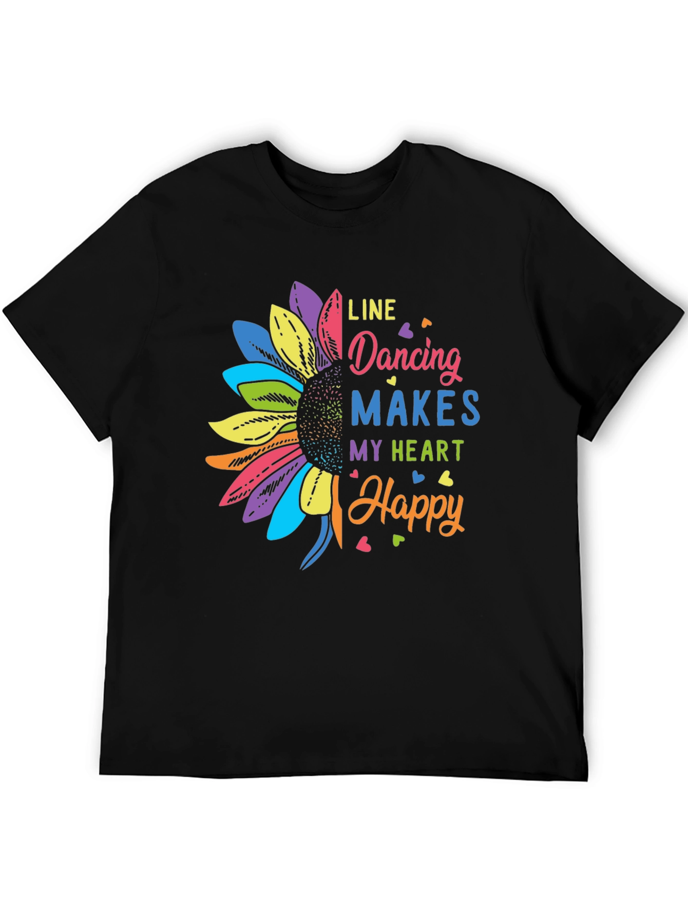 Line Dancing Heart Happy Sunflower Graphic T-Shirt