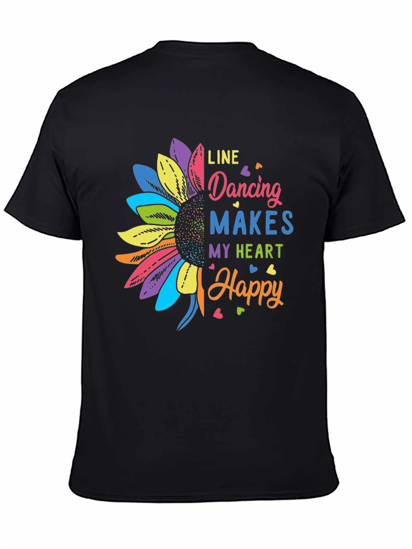 Line Dancing Heart Happy Sunflower Graphic T-Shirt