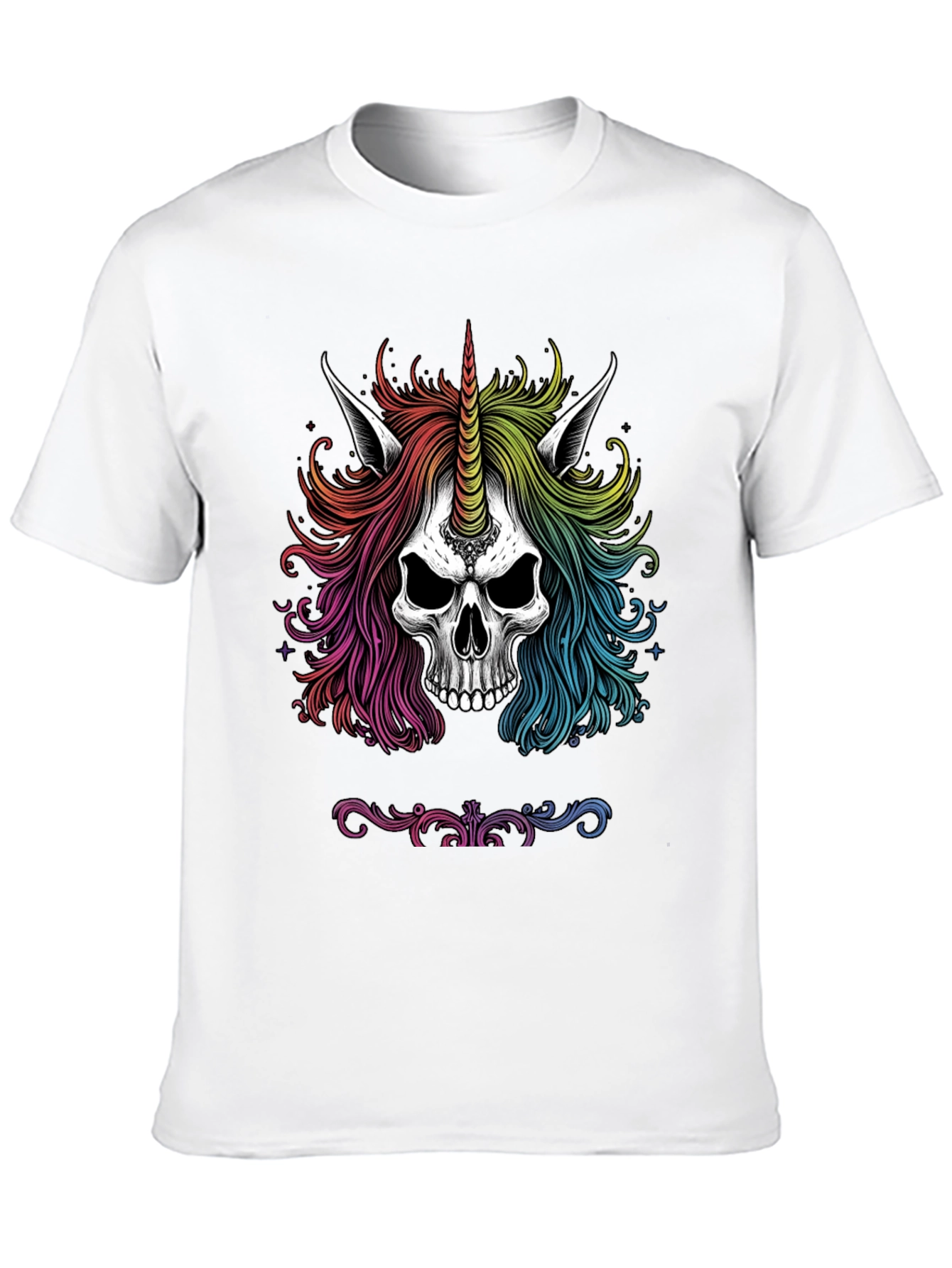 Rainbow Unicorn Skull Graphic Tee