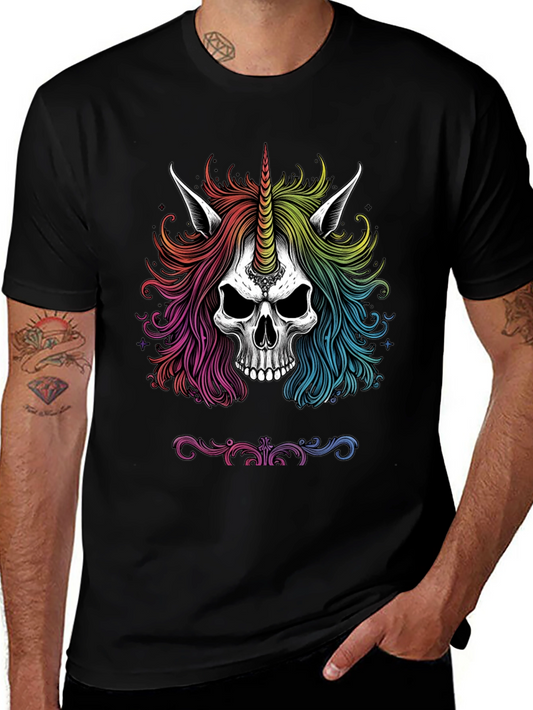 Rainbow Unicorn Skull Graphic Tee