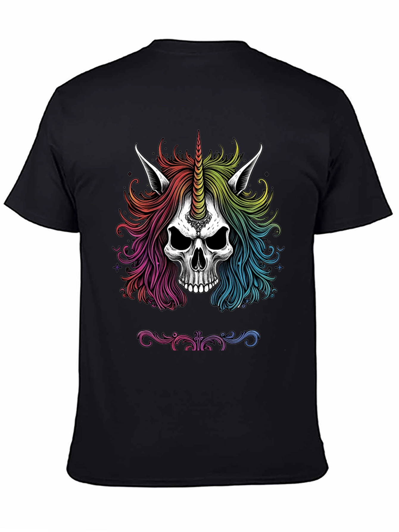 Rainbow Unicorn Skull Graphic Tee