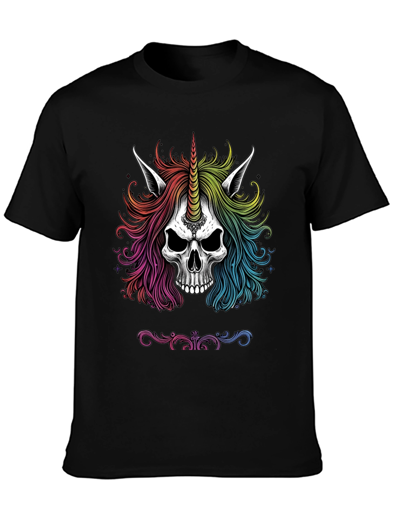 Rainbow Unicorn Skull Graphic Tee