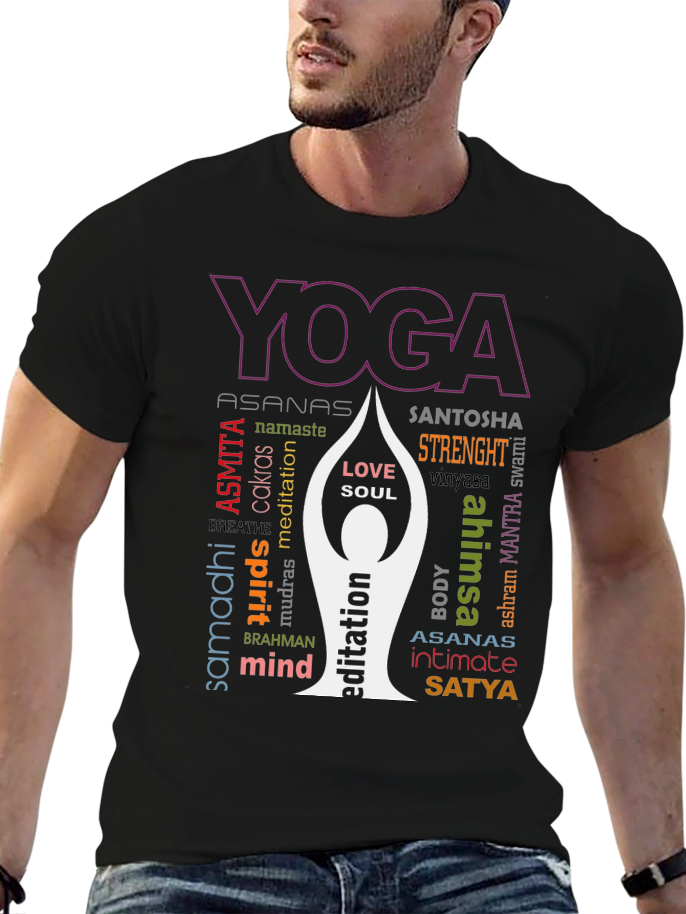 Yoga Word Art Graphic T-Shirt