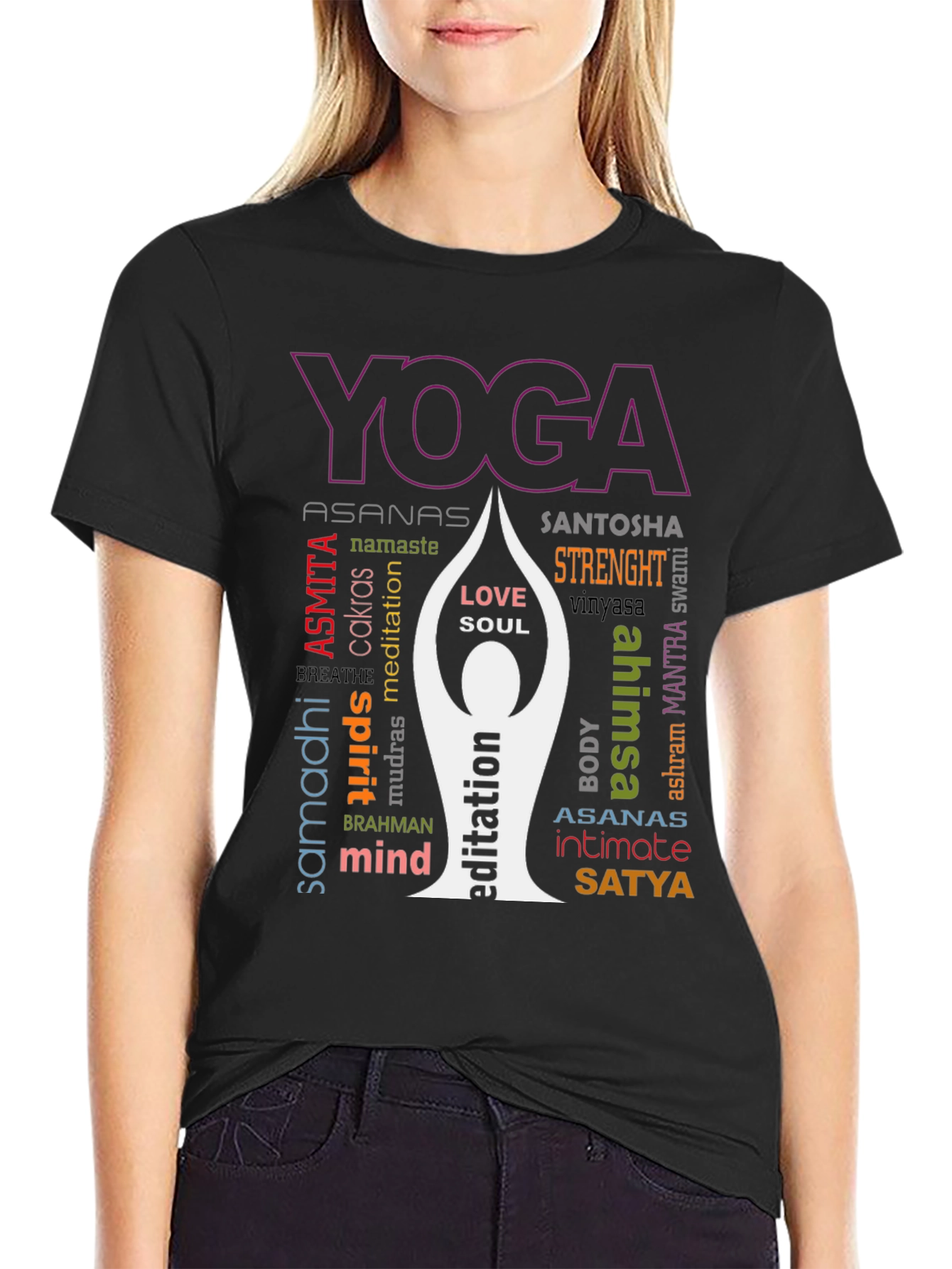 Yoga Word Art Graphic T-Shirt