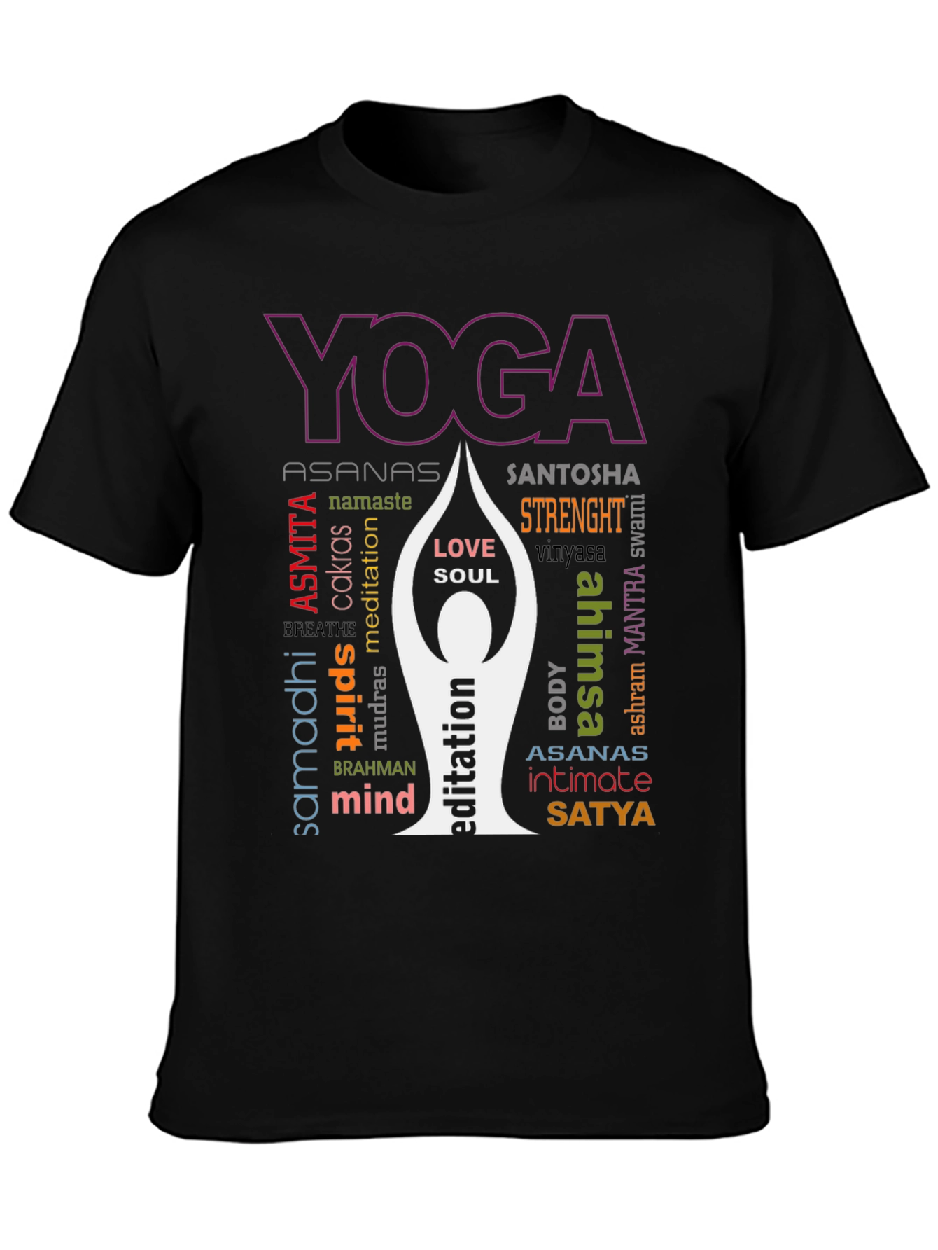 Yoga Word Art Graphic T-Shirt