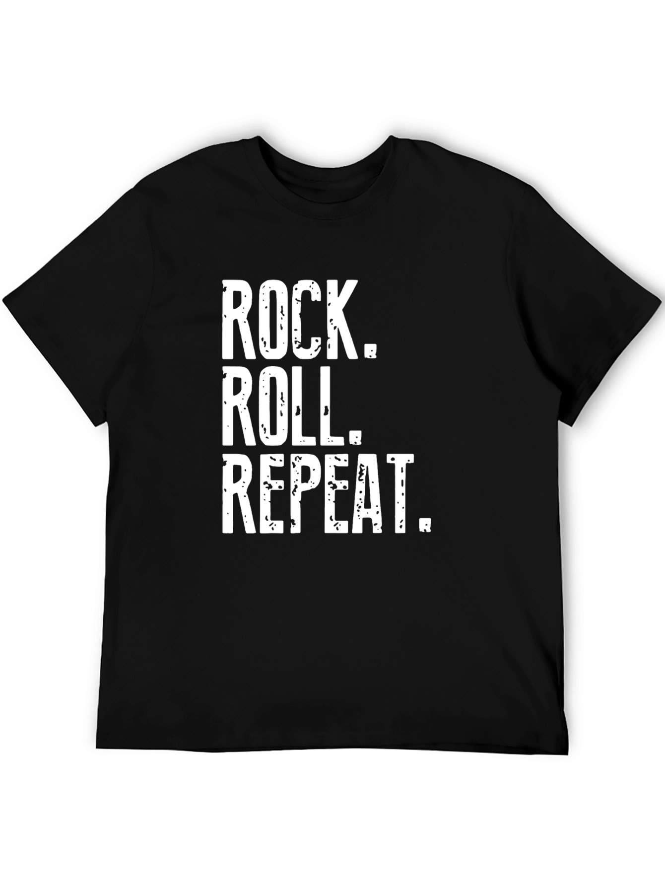 Rock Roll Repeat Graphic Tee - Black Cotton T-Shirt