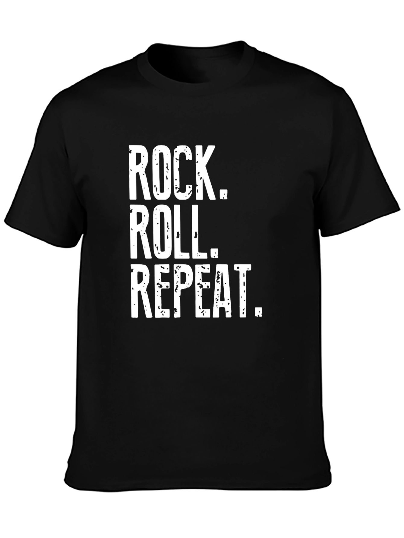 Rock Roll Repeat Graphic Tee - Black Cotton T-Shirt