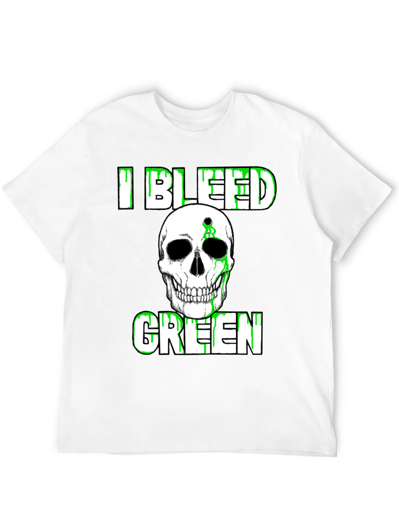 I Bleed Green Skull Graphic T-Shirt