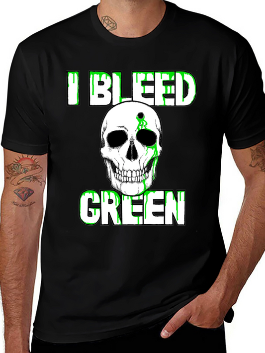 I Bleed Green Skull Graphic T-Shirt