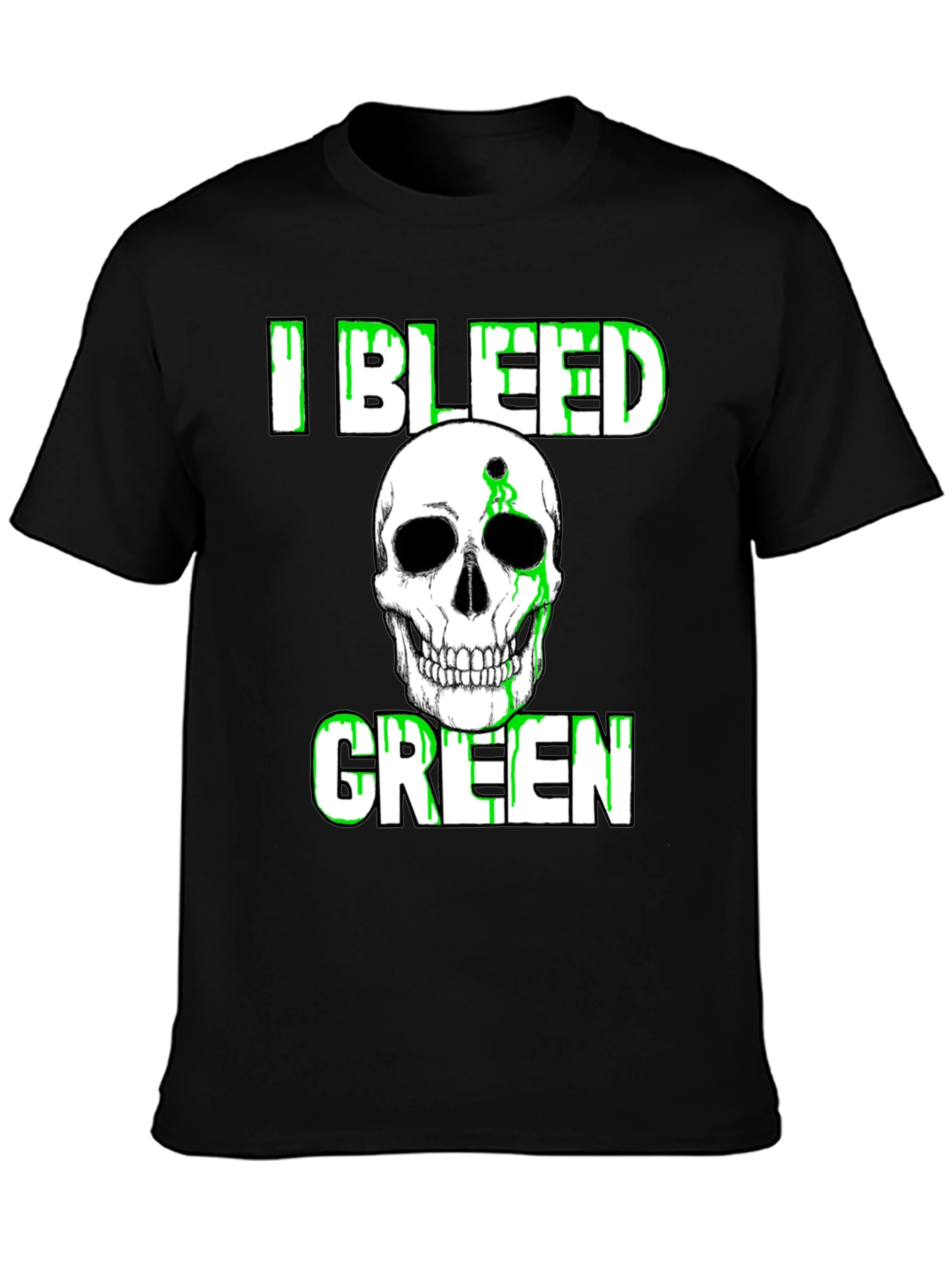 I Bleed Green Skull Graphic T-Shirt