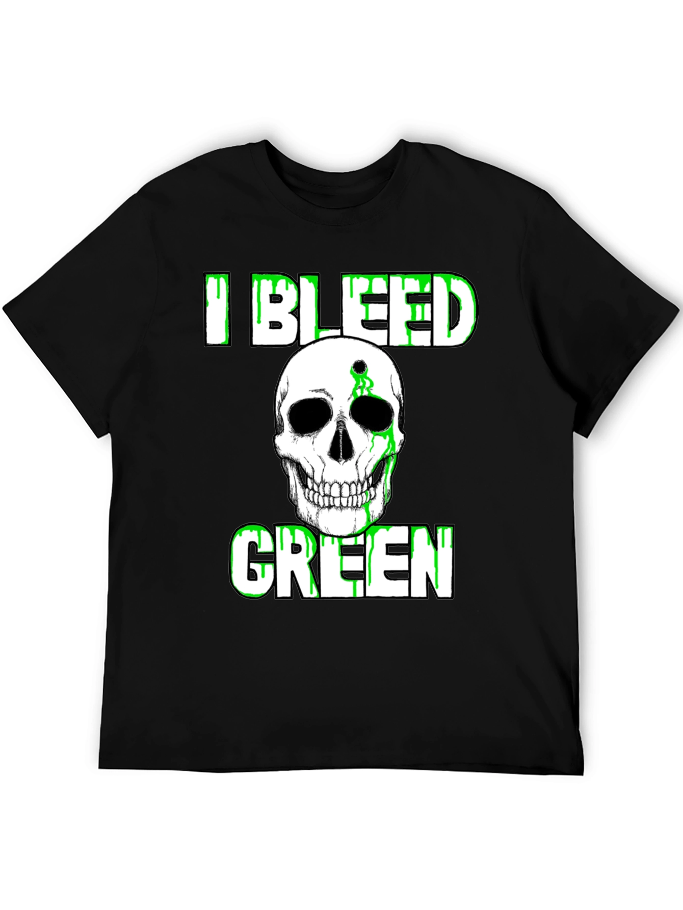 I Bleed Green Skull Graphic T-Shirt