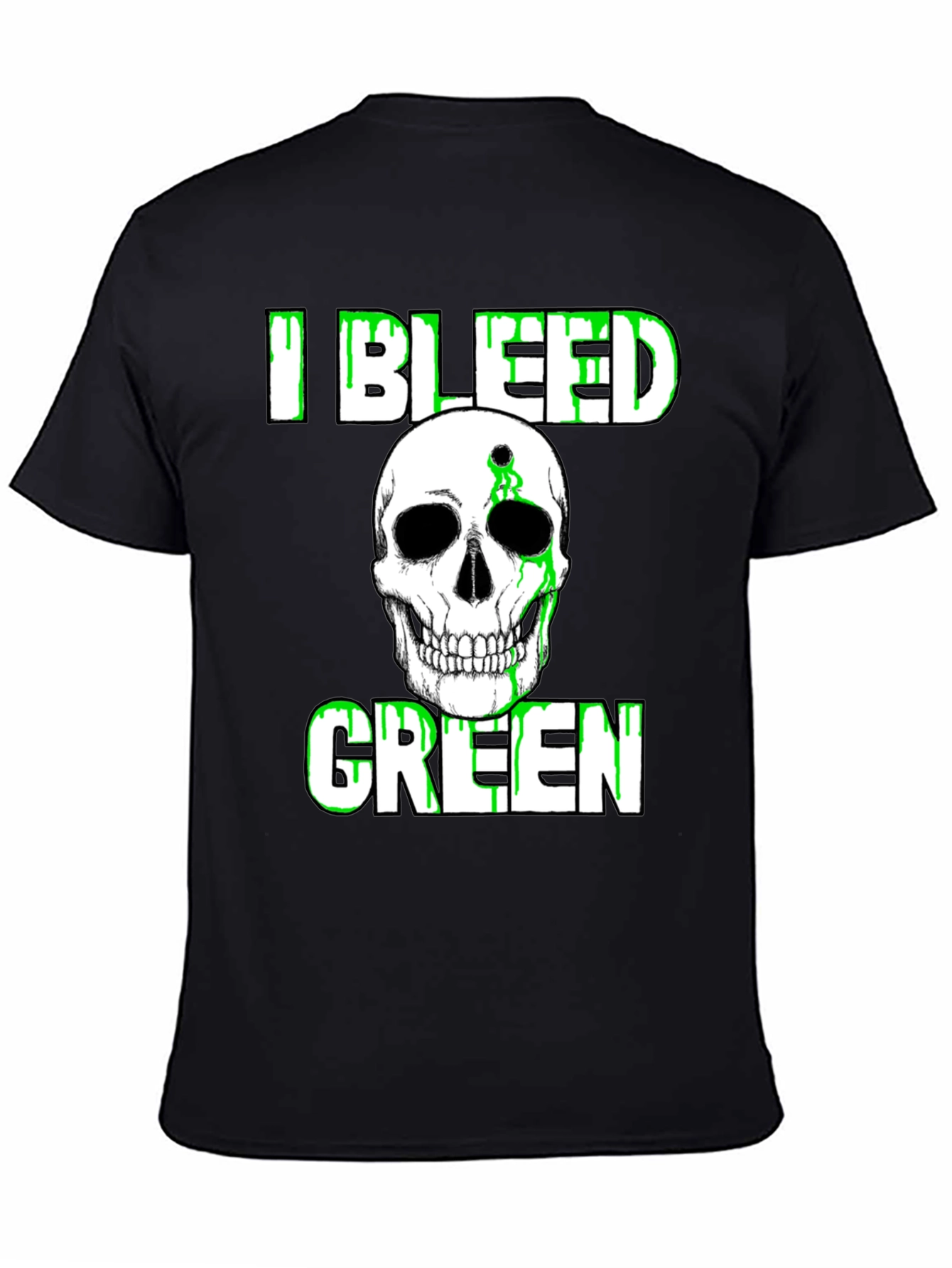 I Bleed Green Skull Graphic T-Shirt