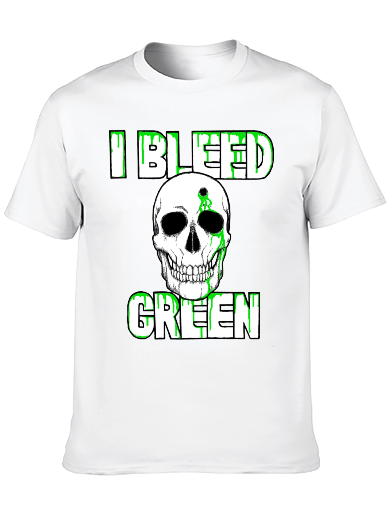 I Bleed Green Skull Graphic T-Shirt