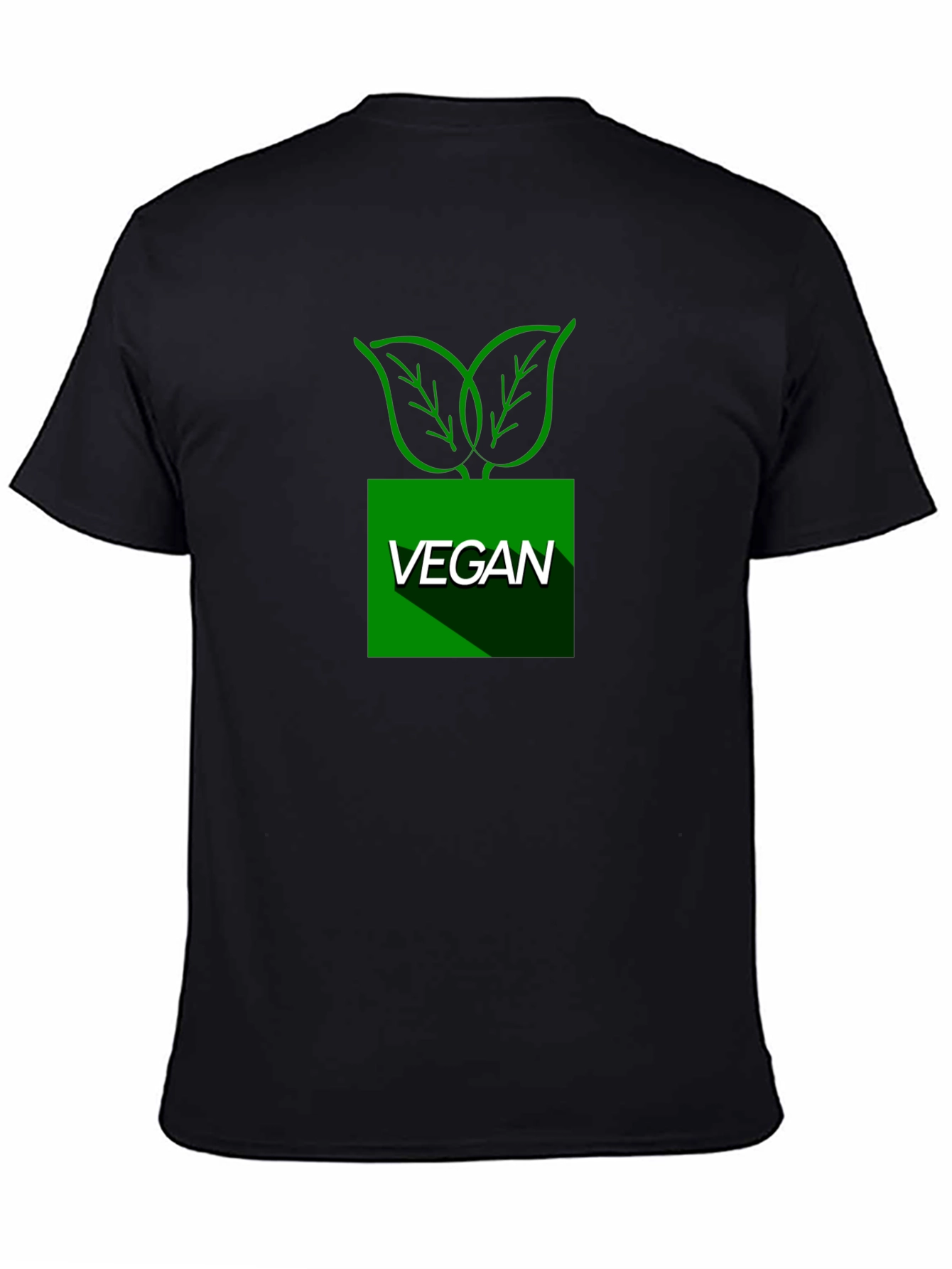 Vegan Leaf Graphic T-Shirt - Black