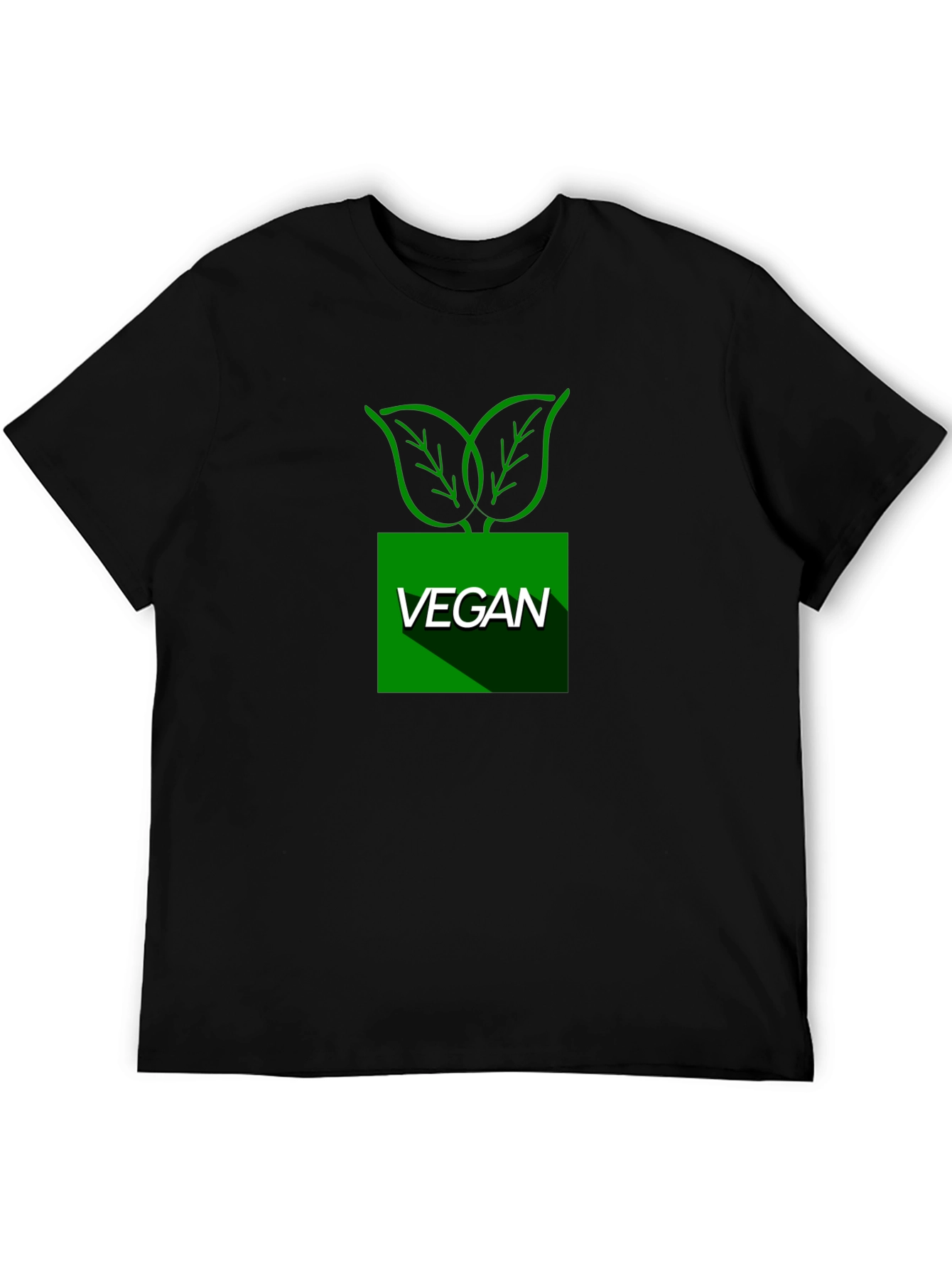 Vegan Leaf Graphic T-Shirt - Black